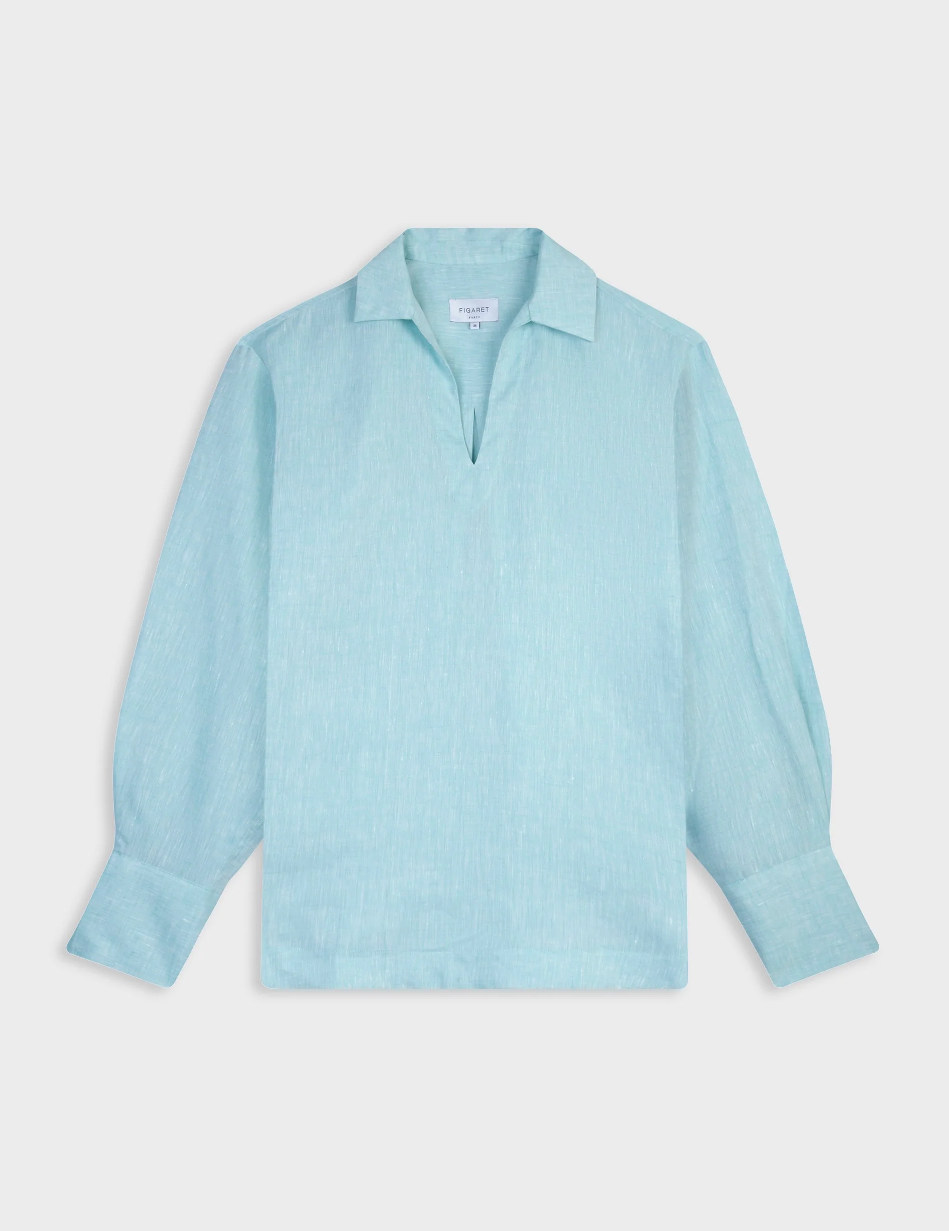 Blouse Noalie en lin turquoise - Image 2