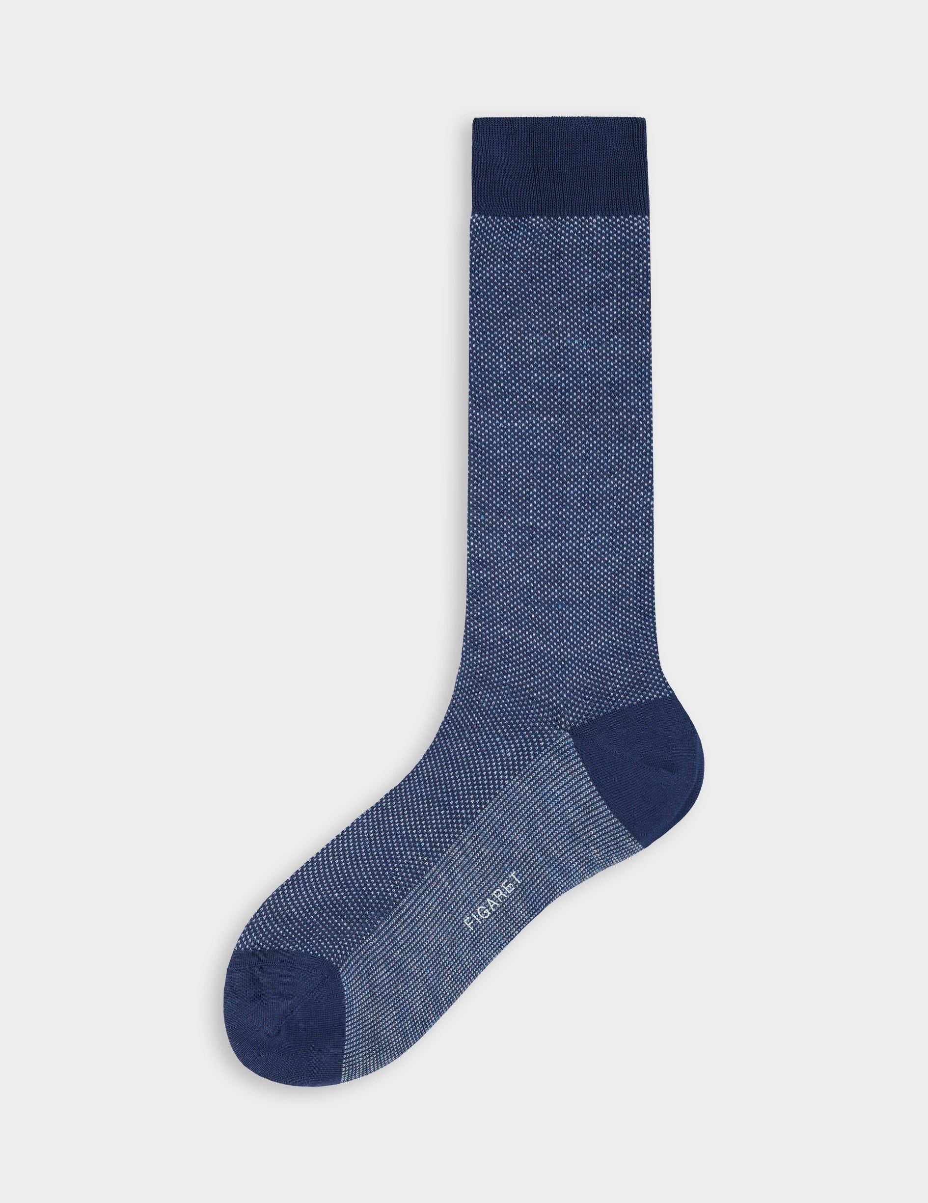 Chaussettes en coton et lin à dessin bleu