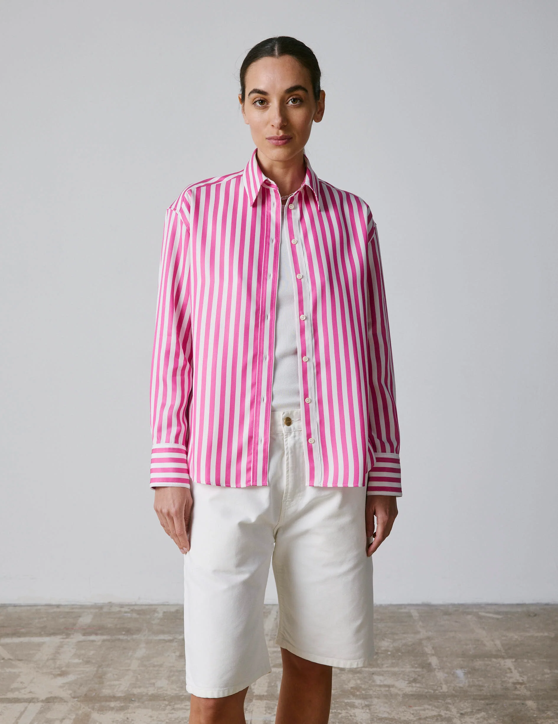 Chemise Ambre rayée fuchsia