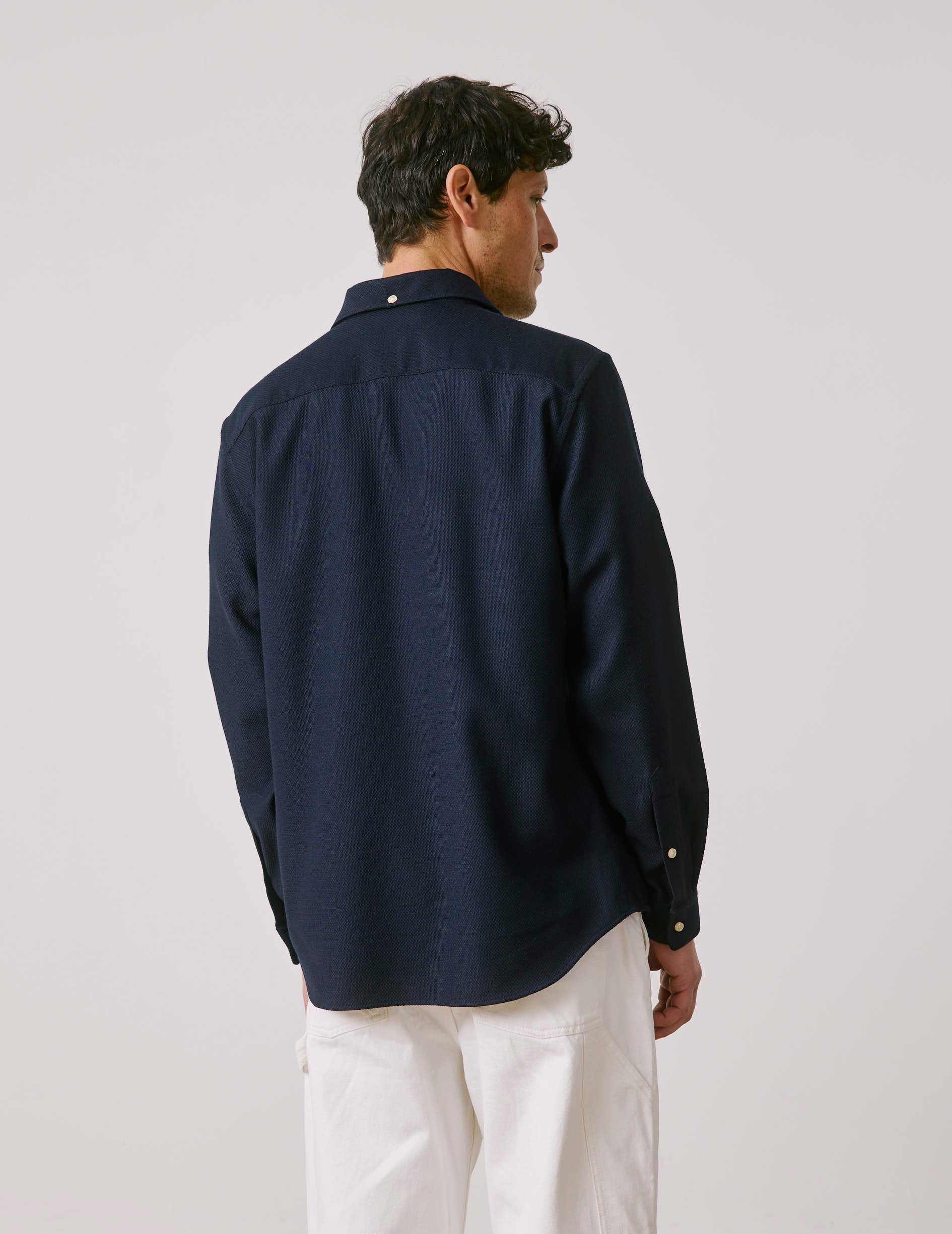 Chemise Aristote en laine vierge bleu marine - Image 3