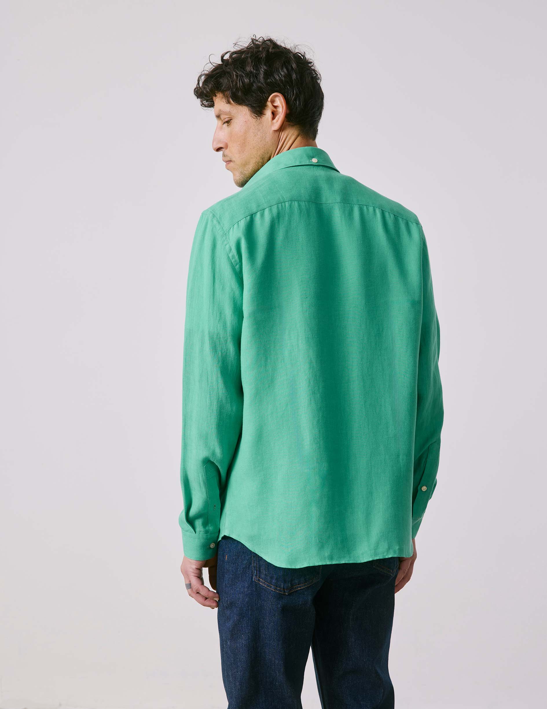 Chemise Aristote en lin vert - Image 2