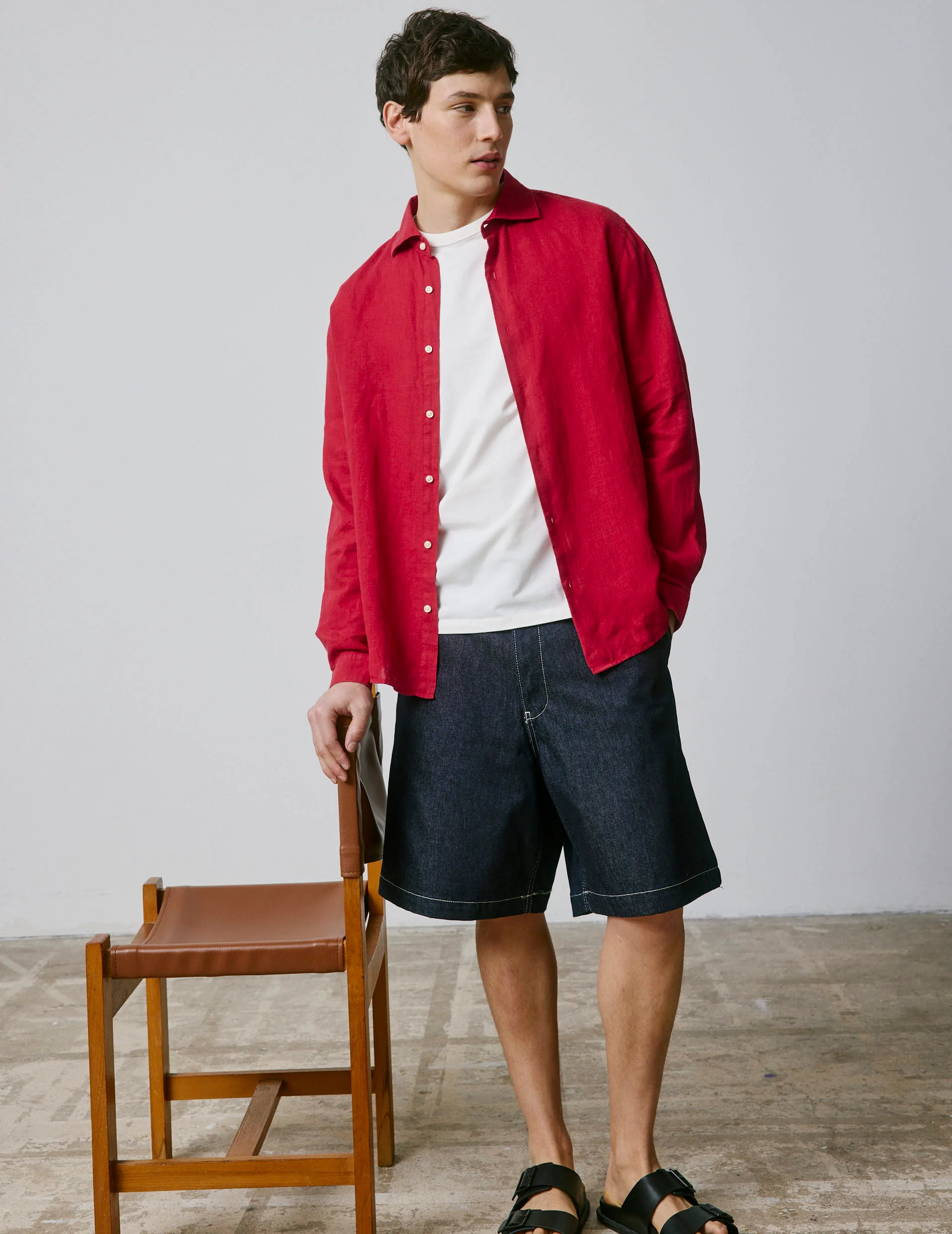 Chemise Aristote en lin rouge - Image 3