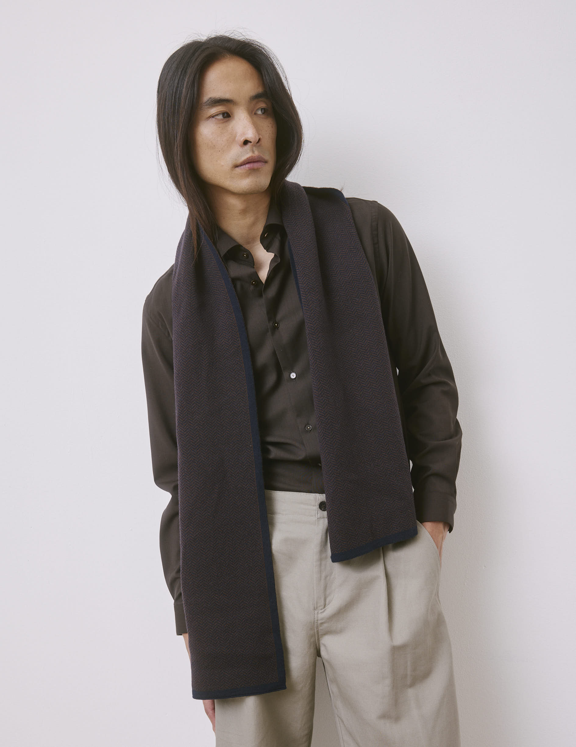 Chemise Aristote en laine vierge marron - Image 3