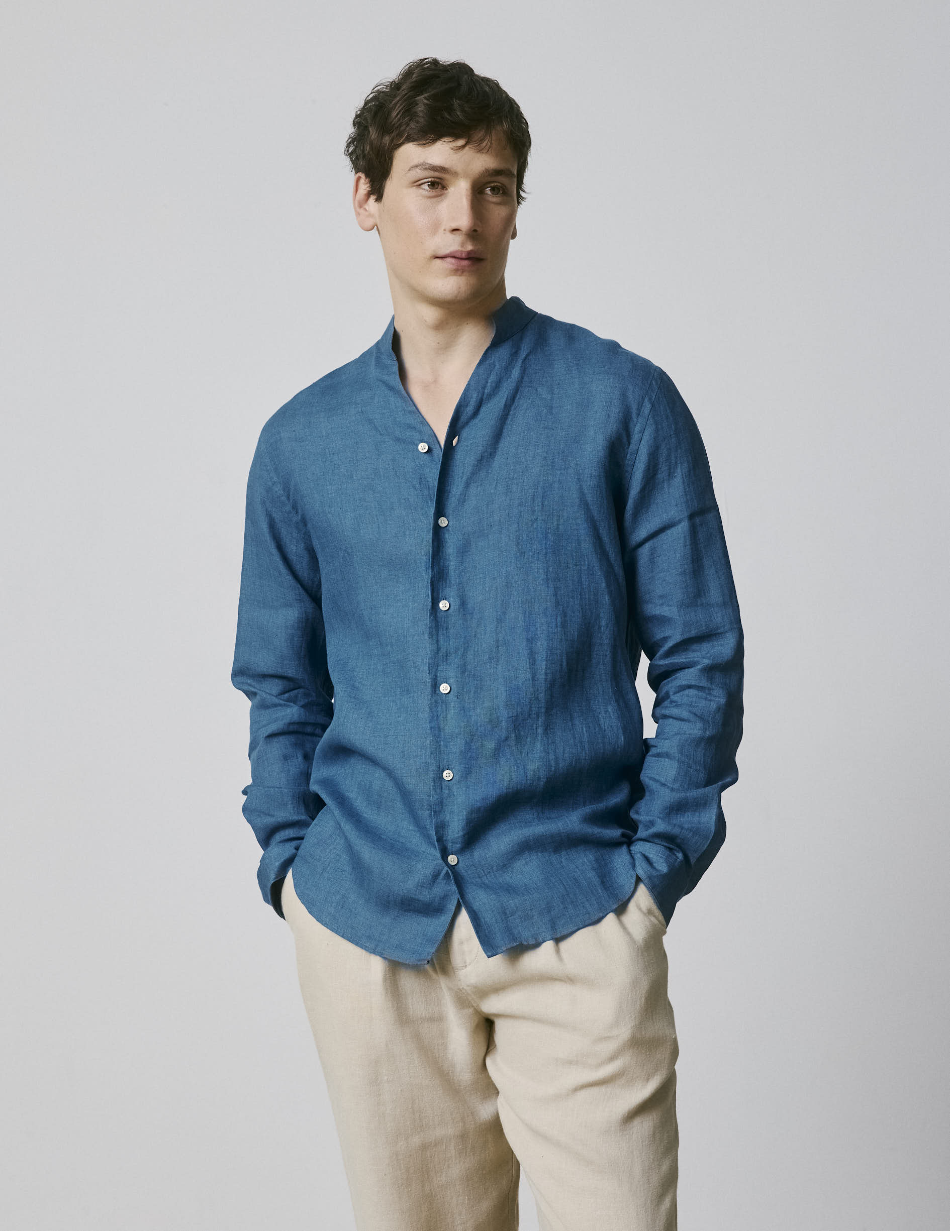 Chemise Carl en lin bleu