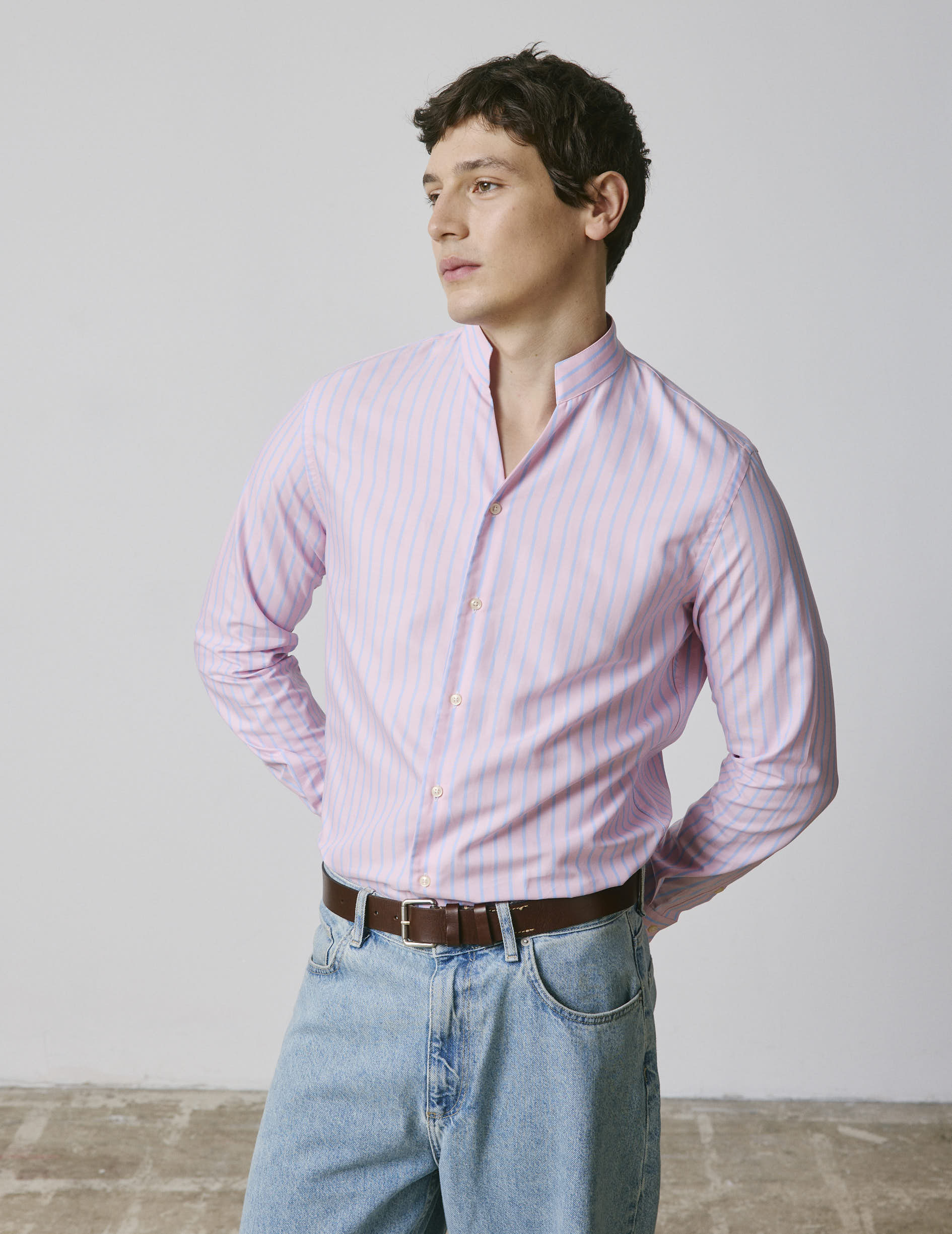 Chemise Carl rayée rose