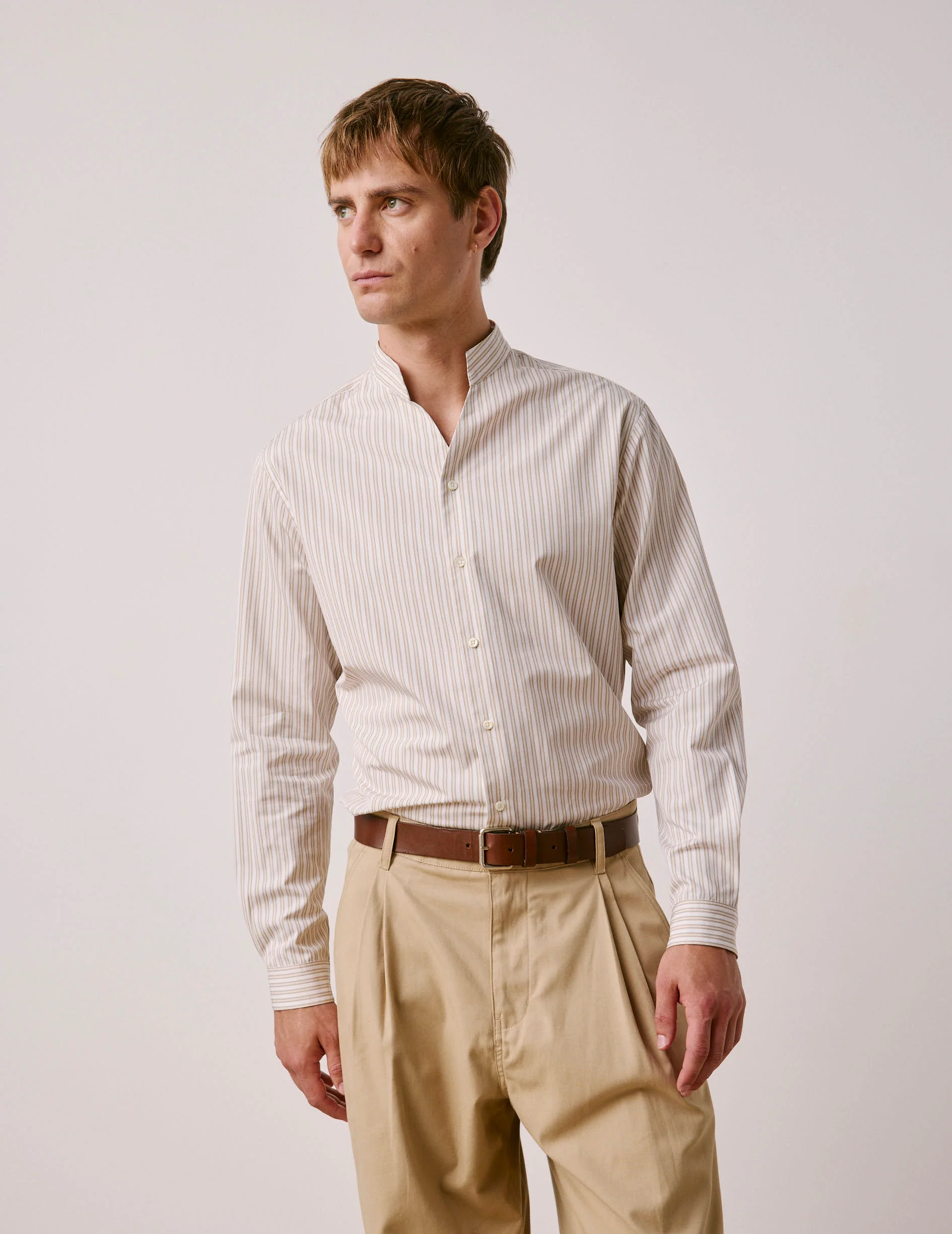 Chemise Carl rayée beige - Image 3