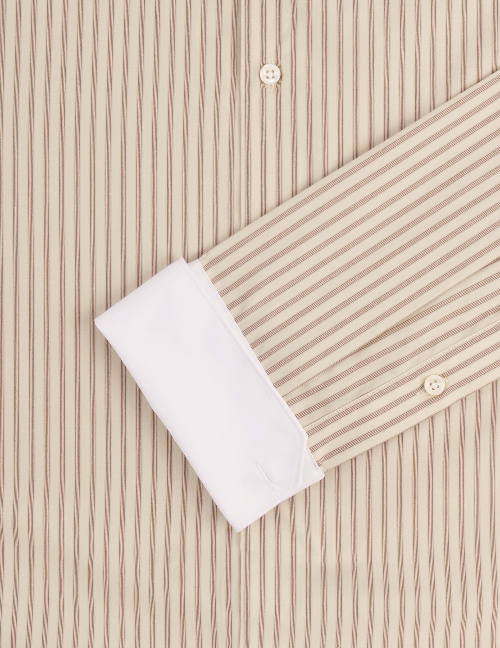 Chemise semi-ajustée rayée beige - Image 7