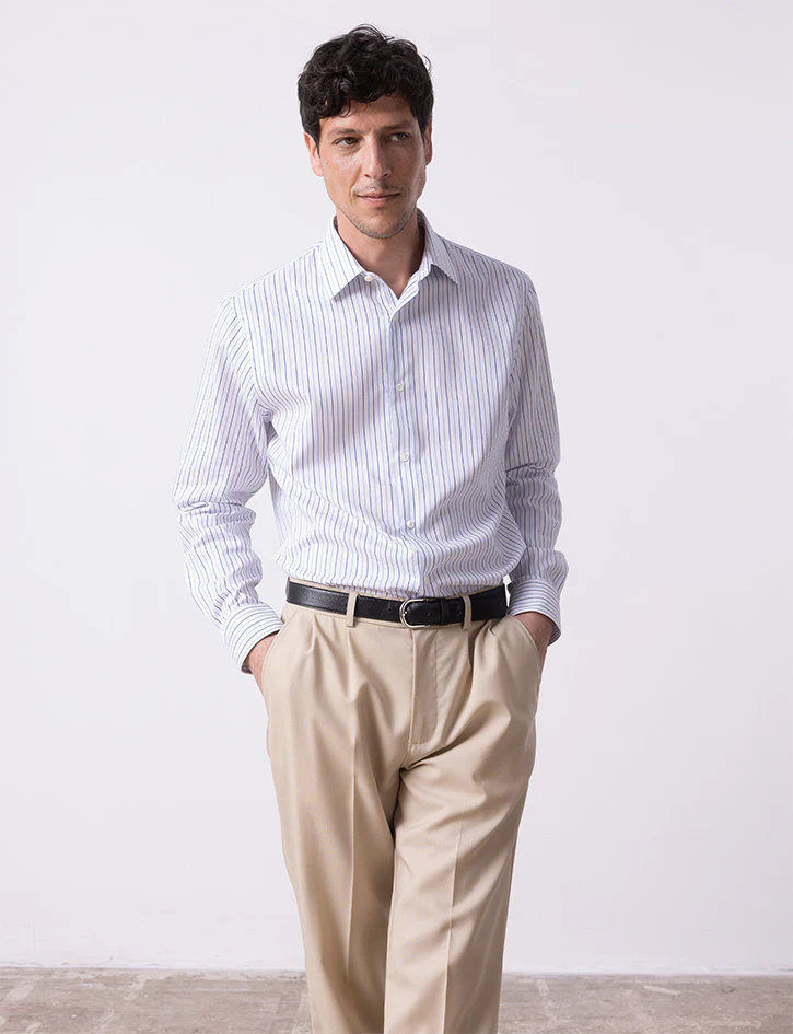 Chemise ajustée rayée bleue - Image 3
