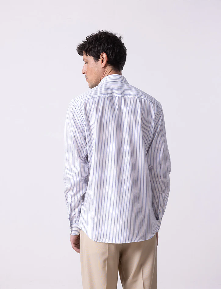 Chemise ajustée rayée bleue - Image 4