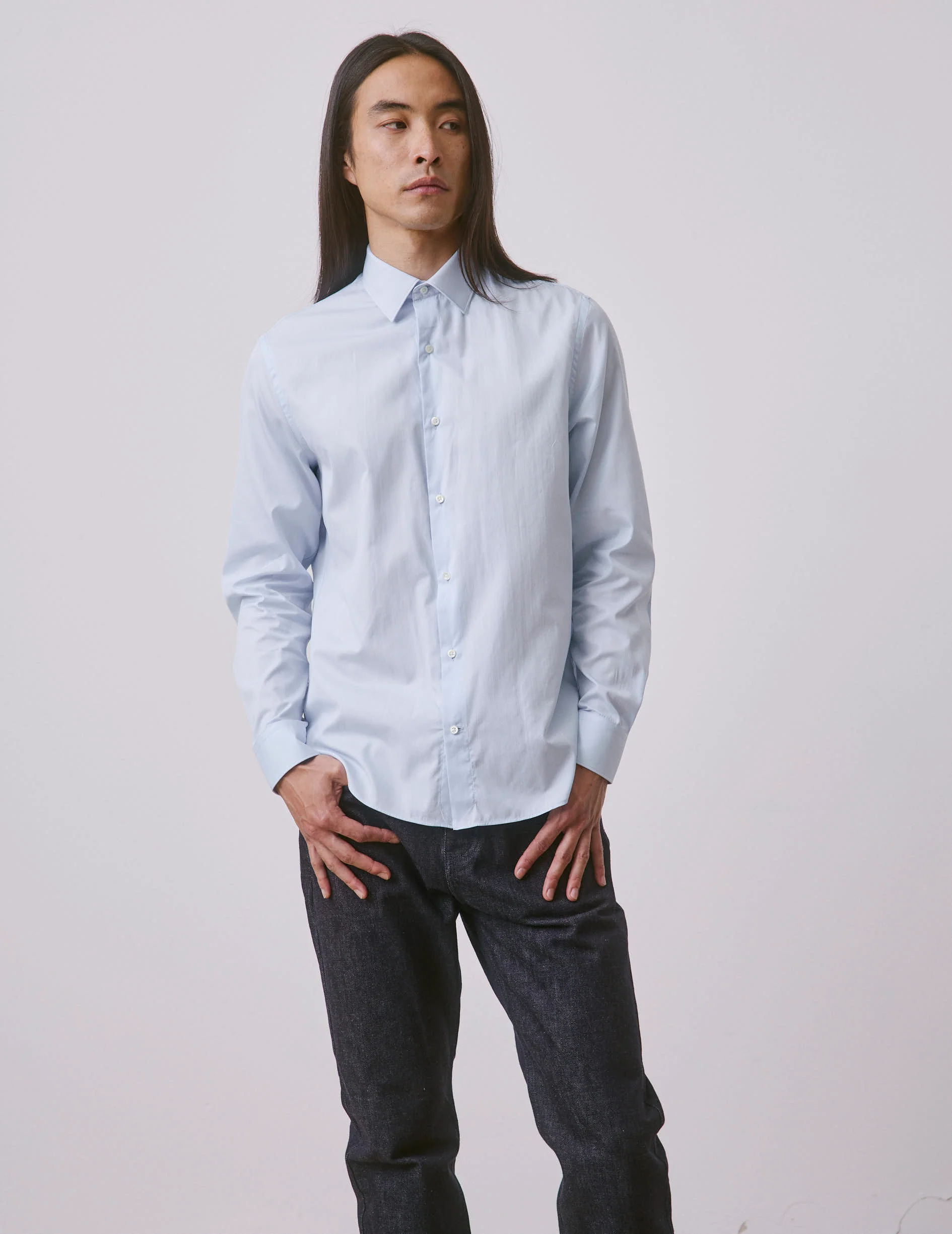 Chemise semi-ajustée Prestige bleu clair - Image 3