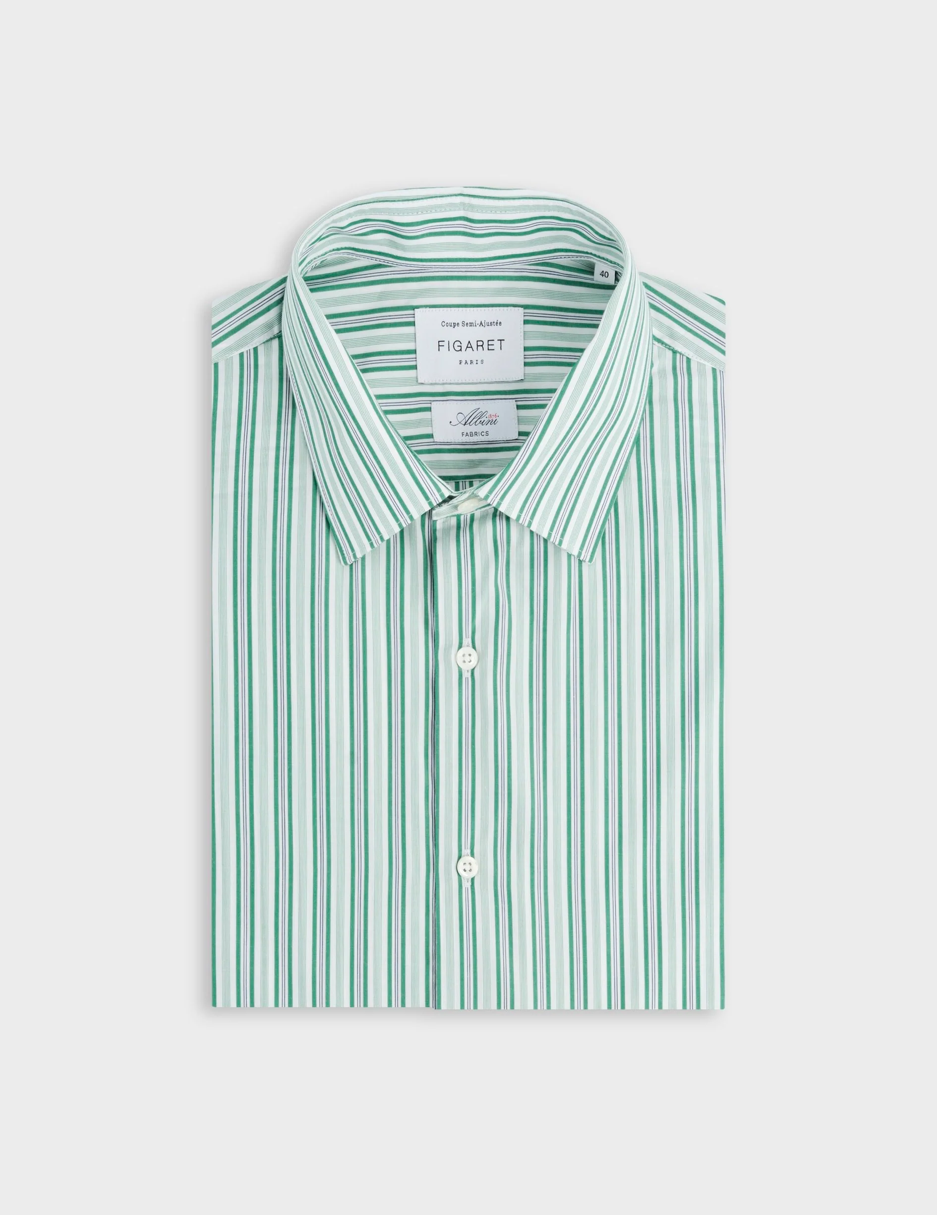 Chemise semi-ajustée rayée verte