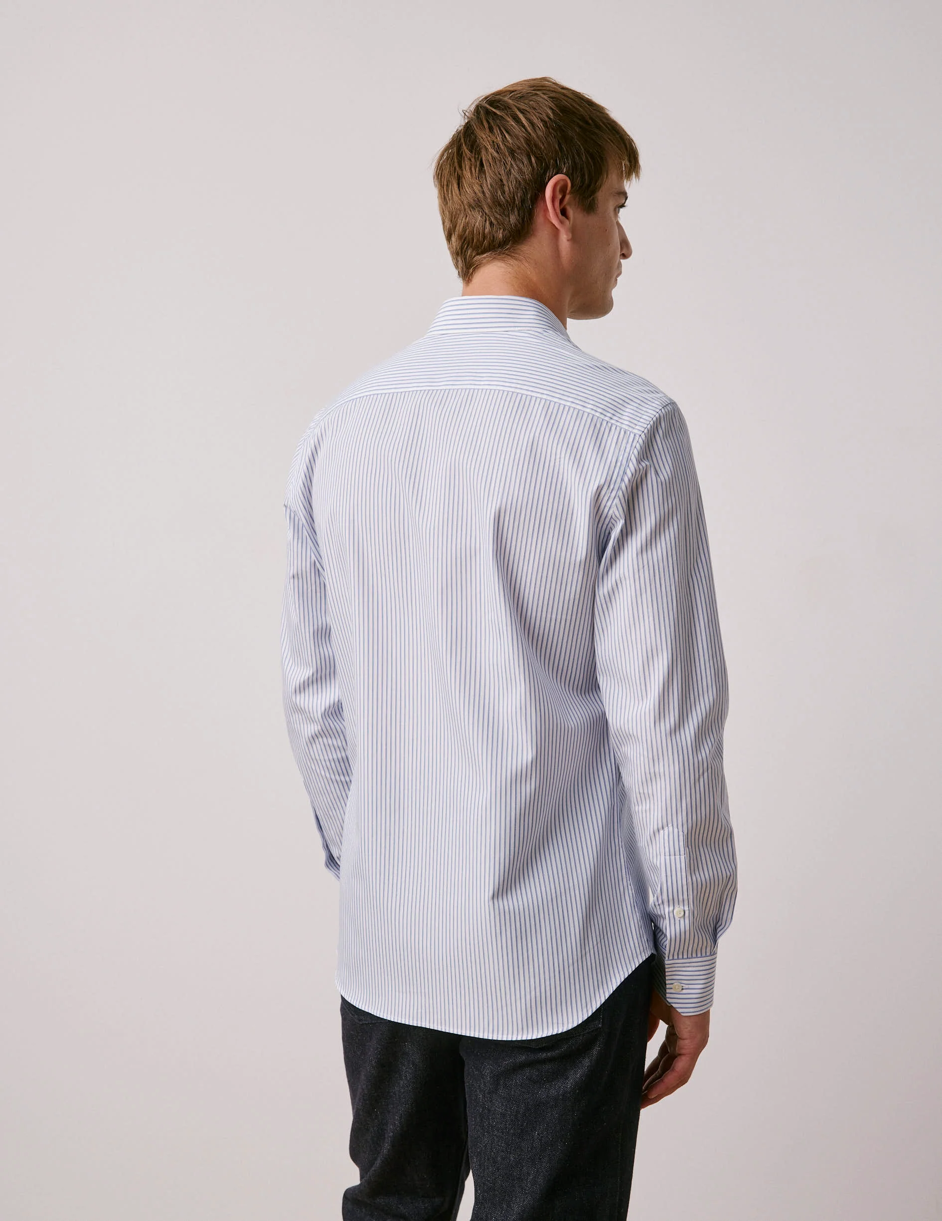 Chemise ajustée rayée bleue - Image 3