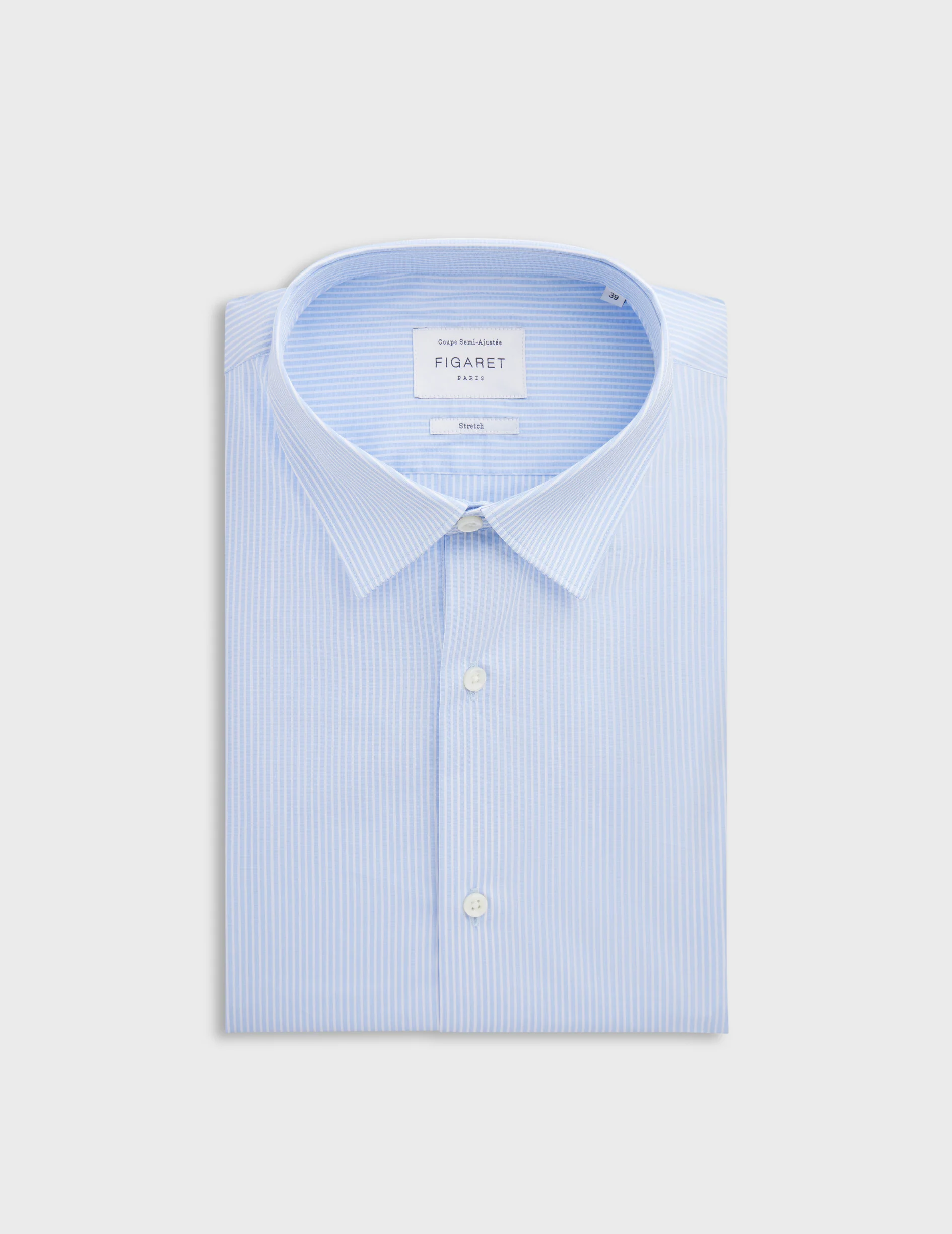 Chemise Semi-ajustée stretch rayée bleue