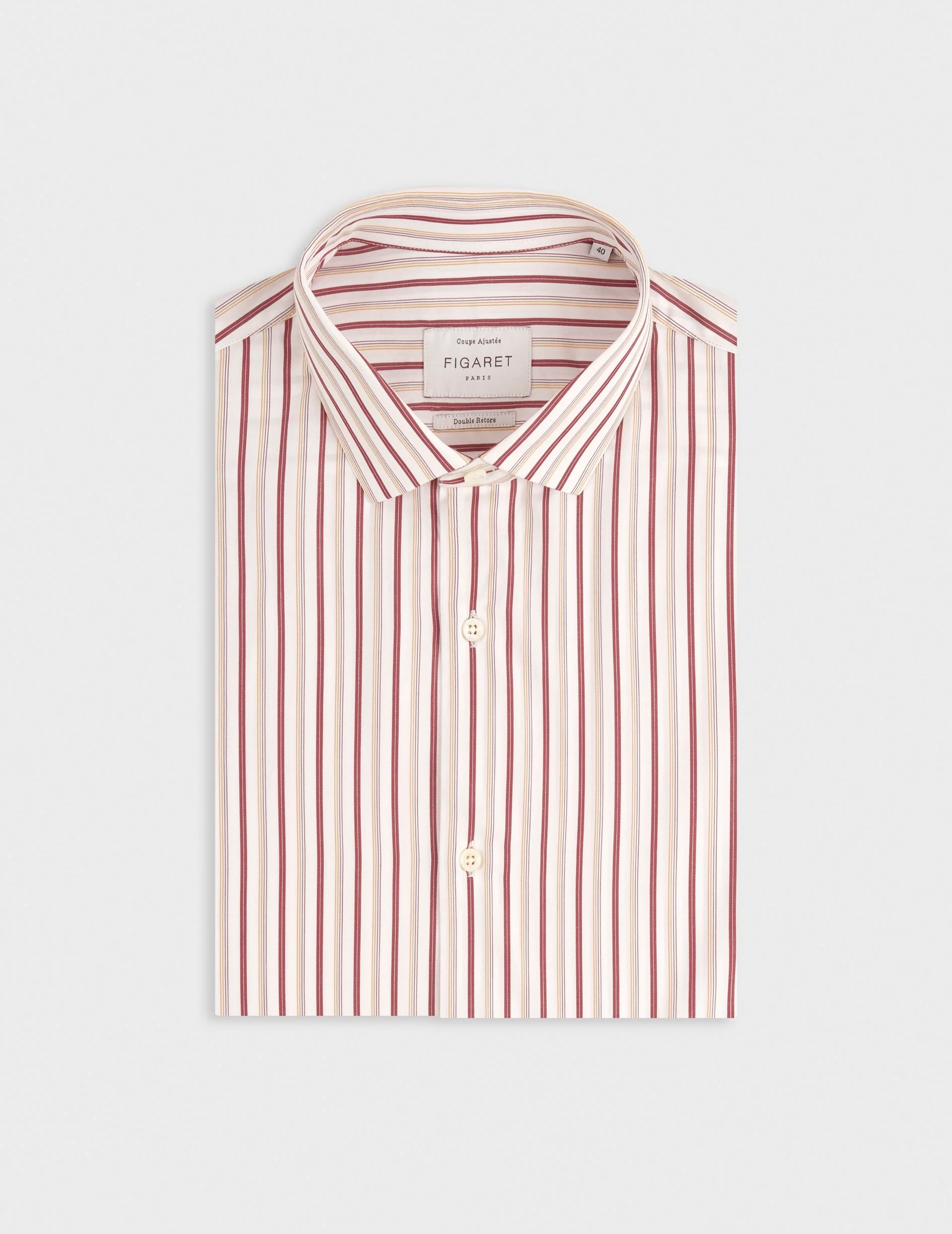 Chemise ajustée rayée bordeaux