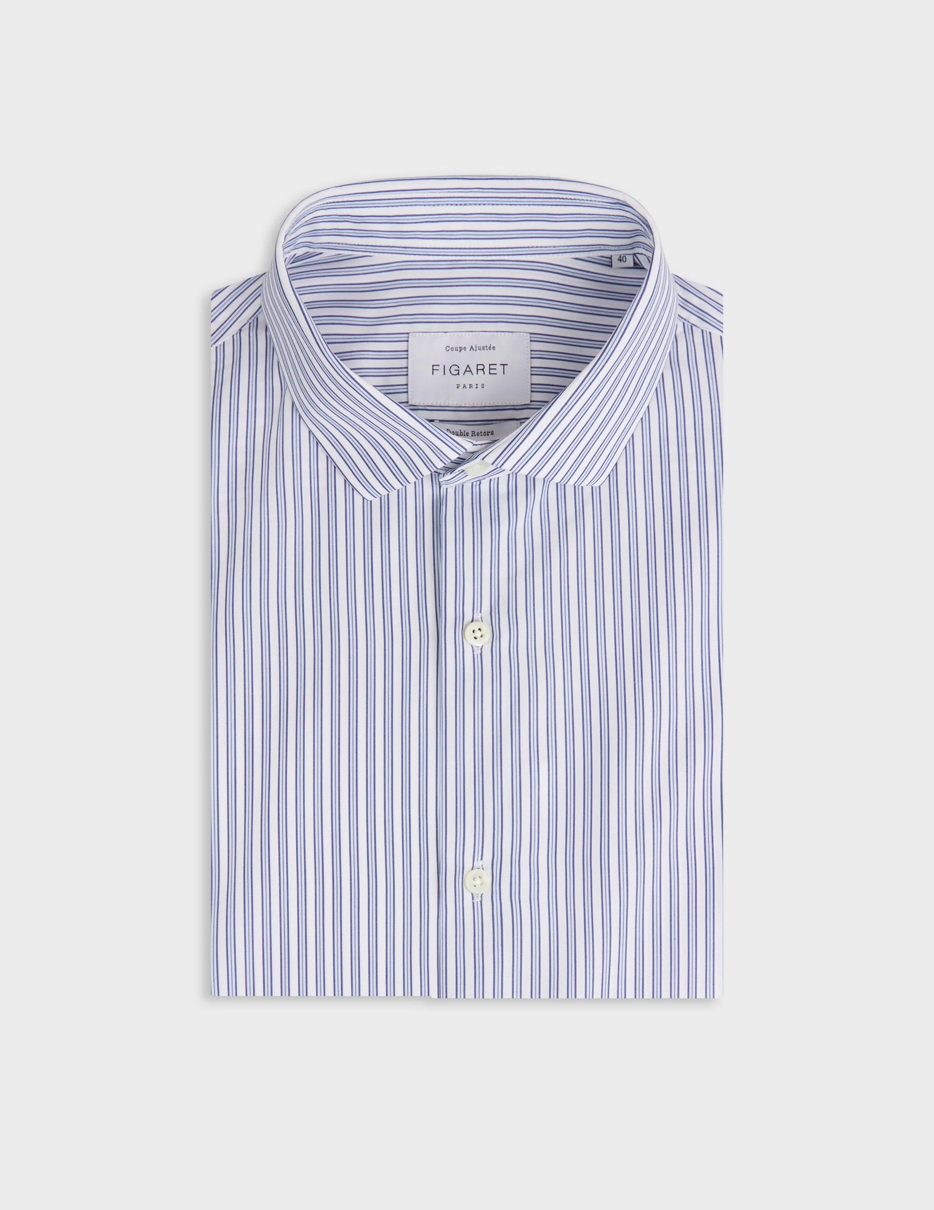 Chemise ajustée rayée bleue