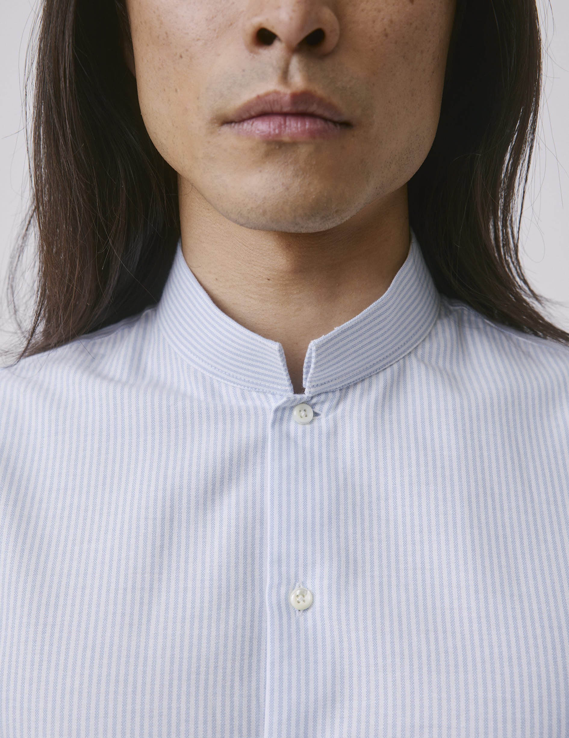 Chemise semi-ajustée rayée bleu clair - Image 3