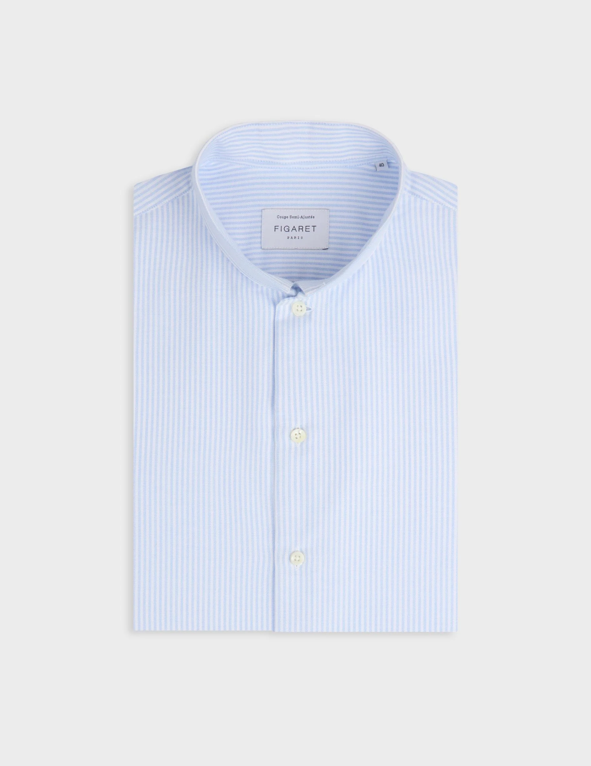 Chemise semi-ajustée rayée bleu clair - Image 4