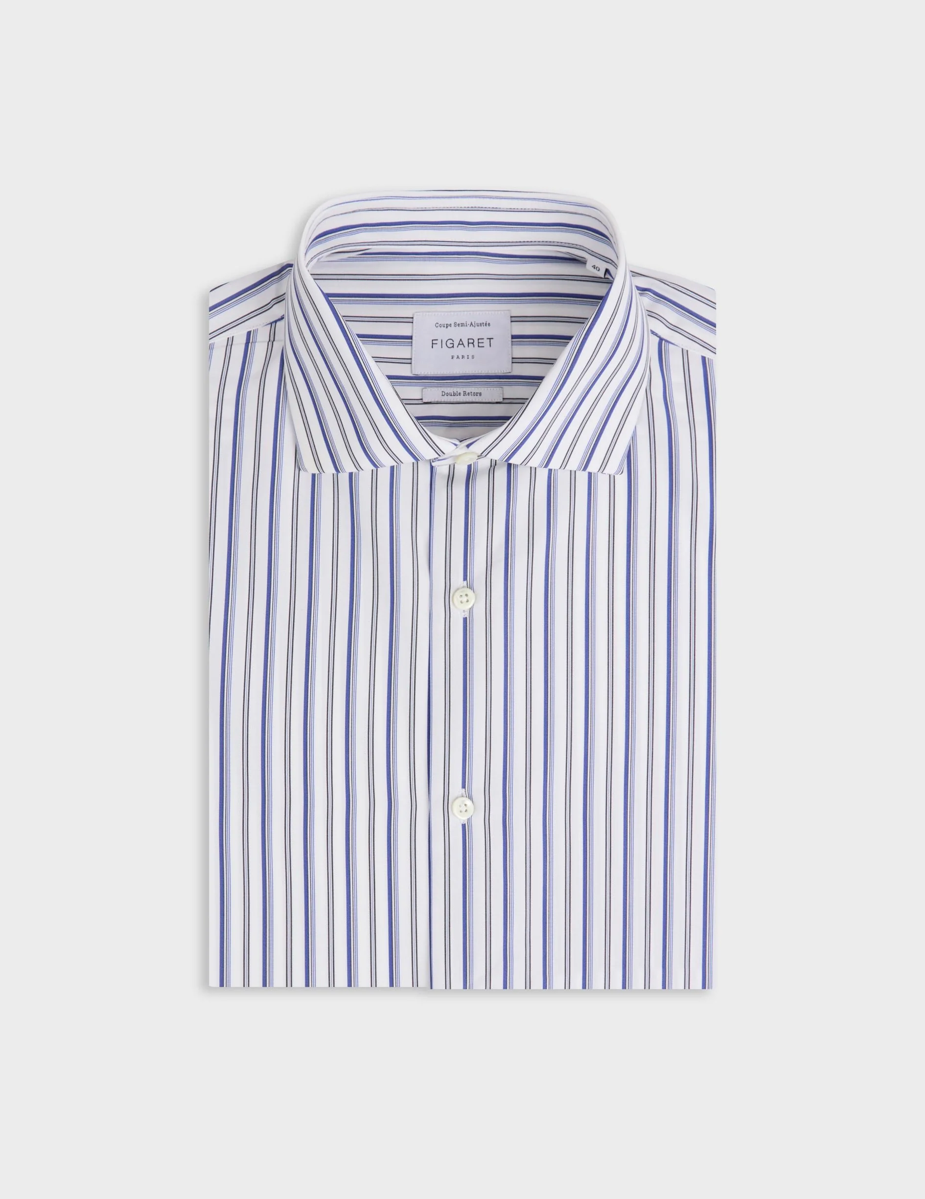 Chemise semi-ajustée rayée bleu marine
