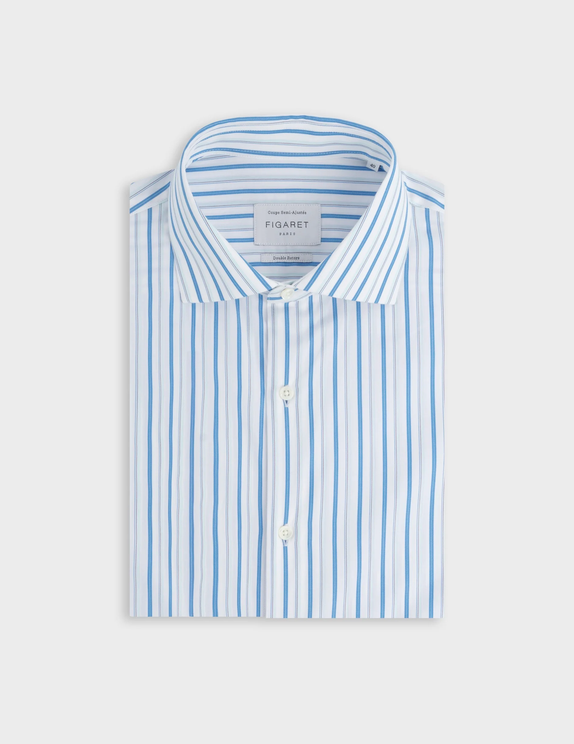 Chemise semi-ajustée rayée bleue