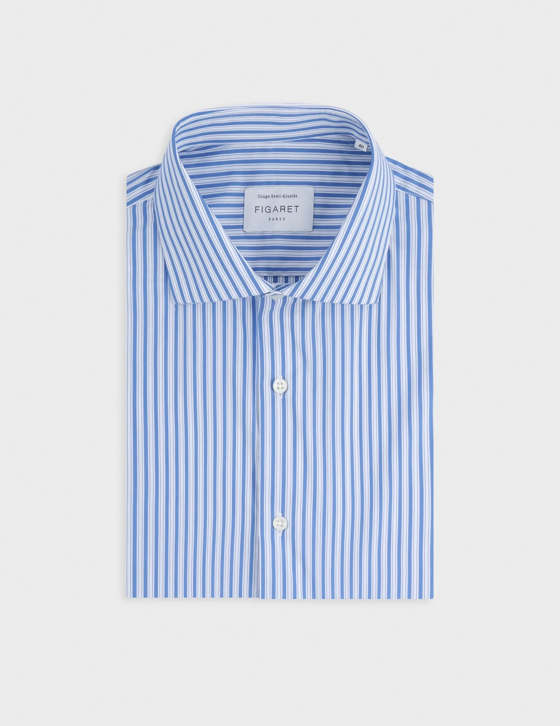 Chemise semi-ajustée rayée bleue