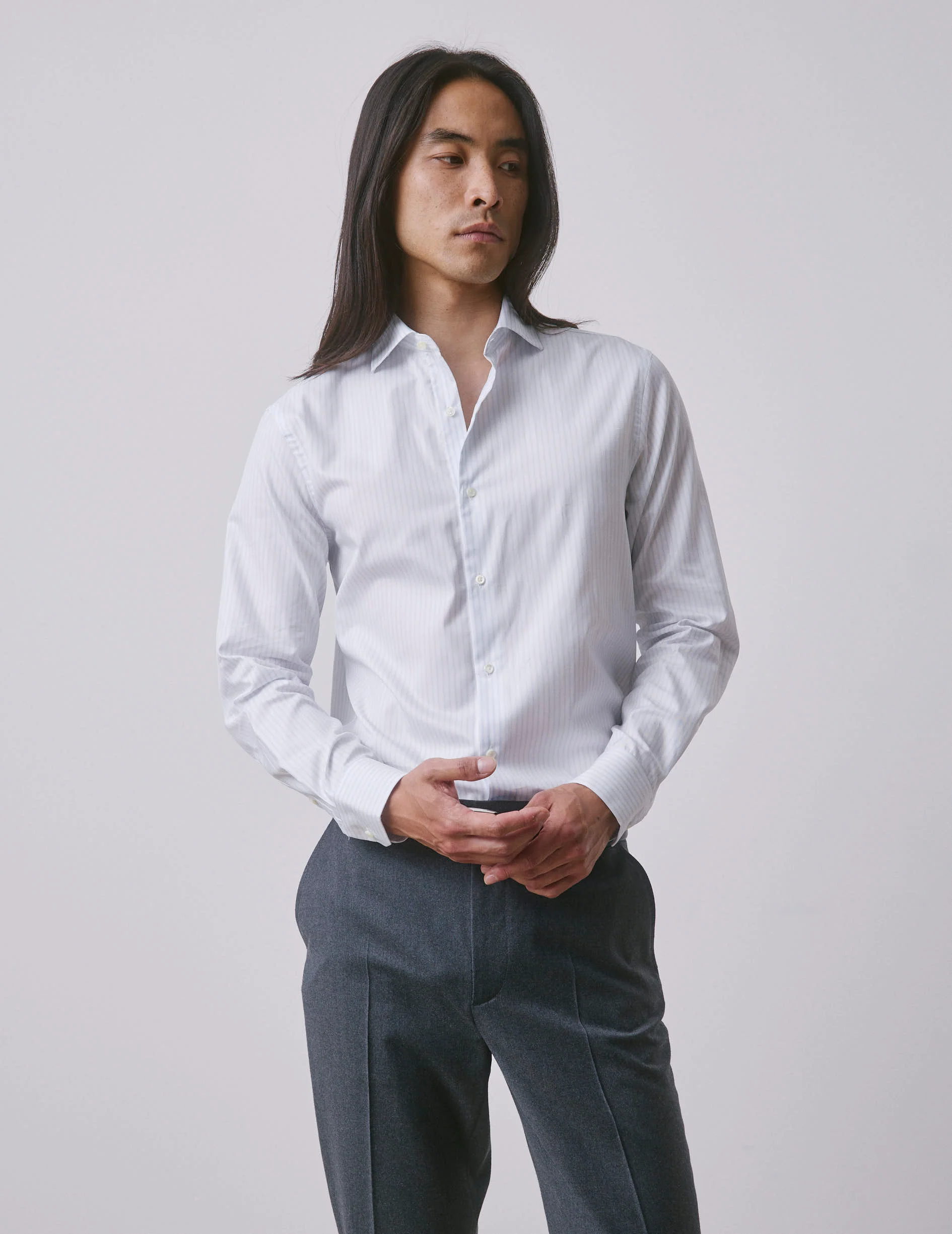 Chemise semi-ajustée Prestige bleu clair - Image 3