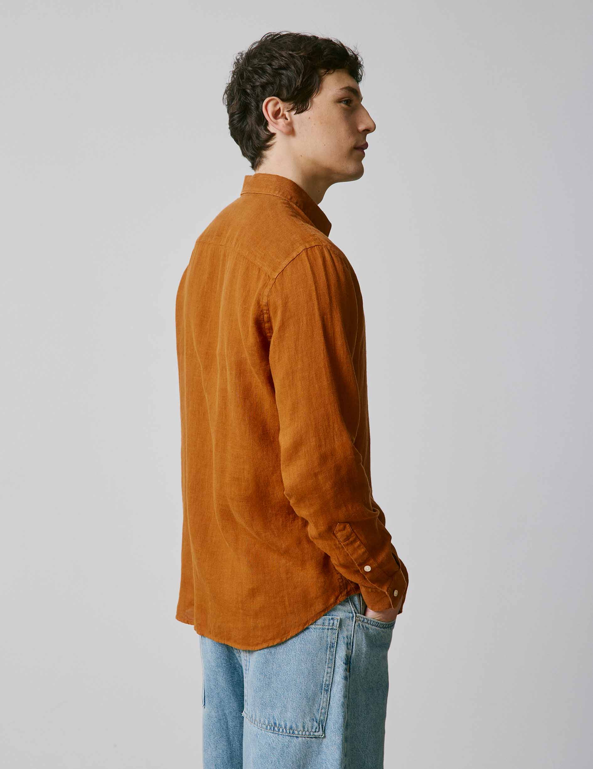 Chemise Gaspard en lin marron - Image 2