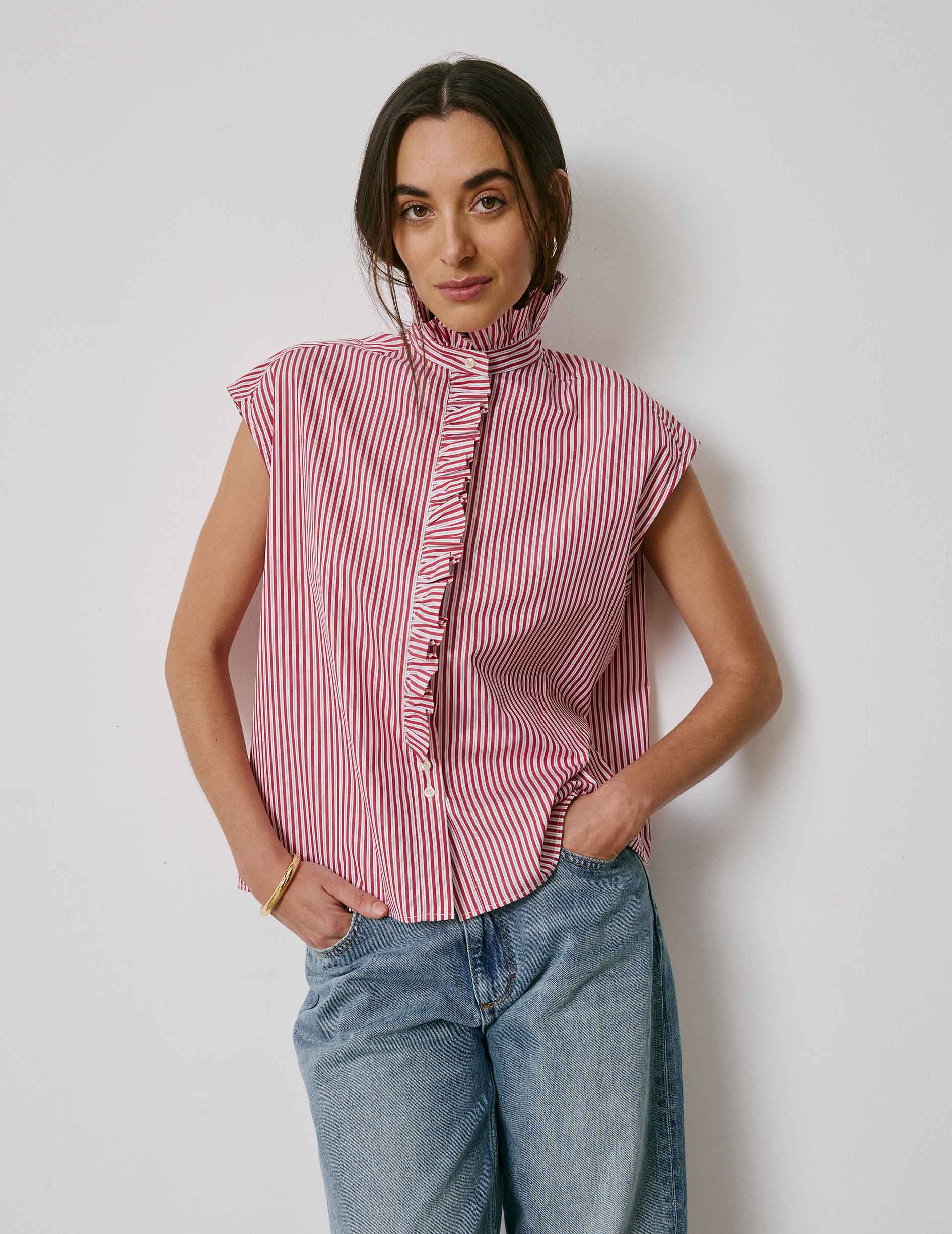 Chemise Gretie rayée rouge - Image 4