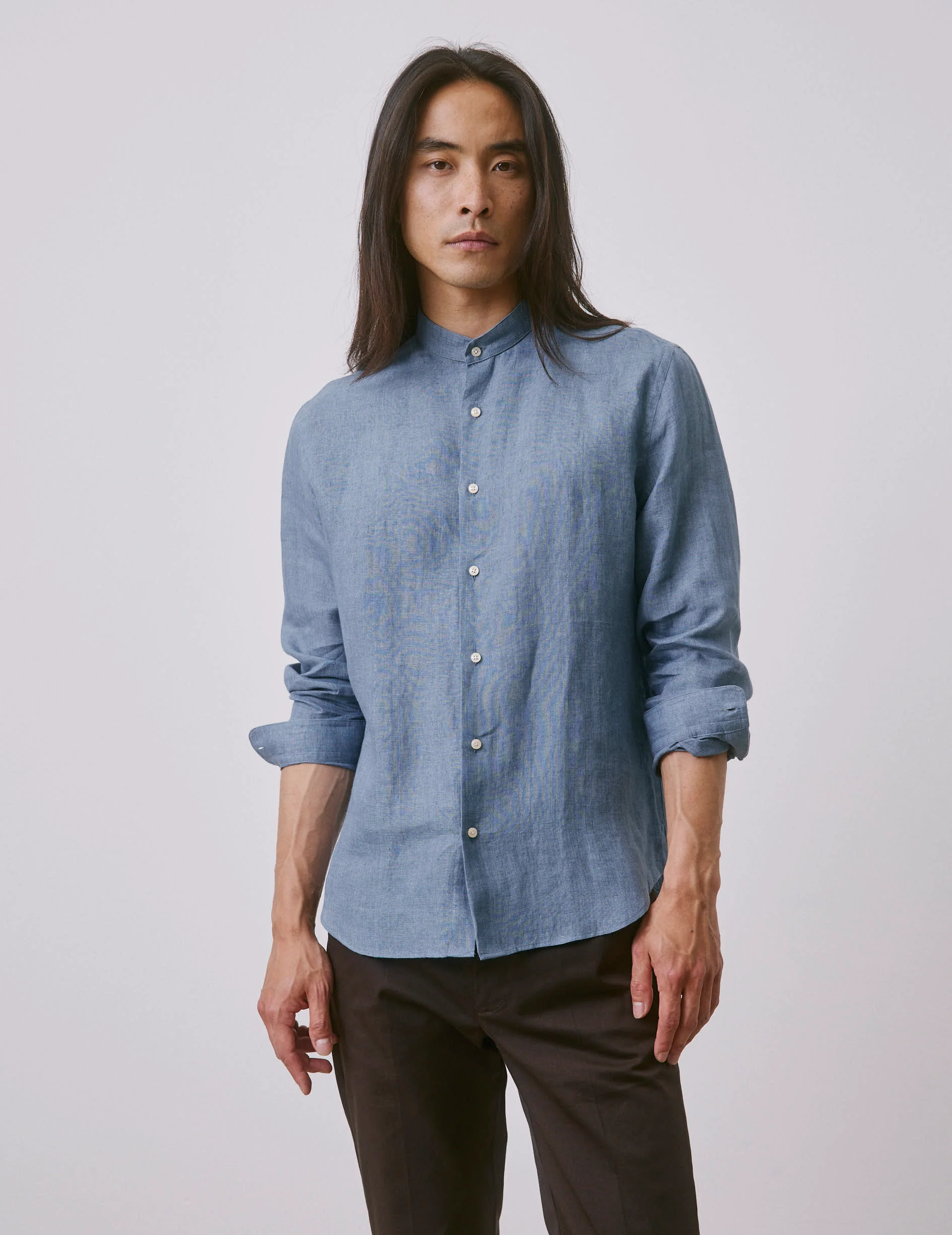 Chemise Herwin en lin bleue - Image 3