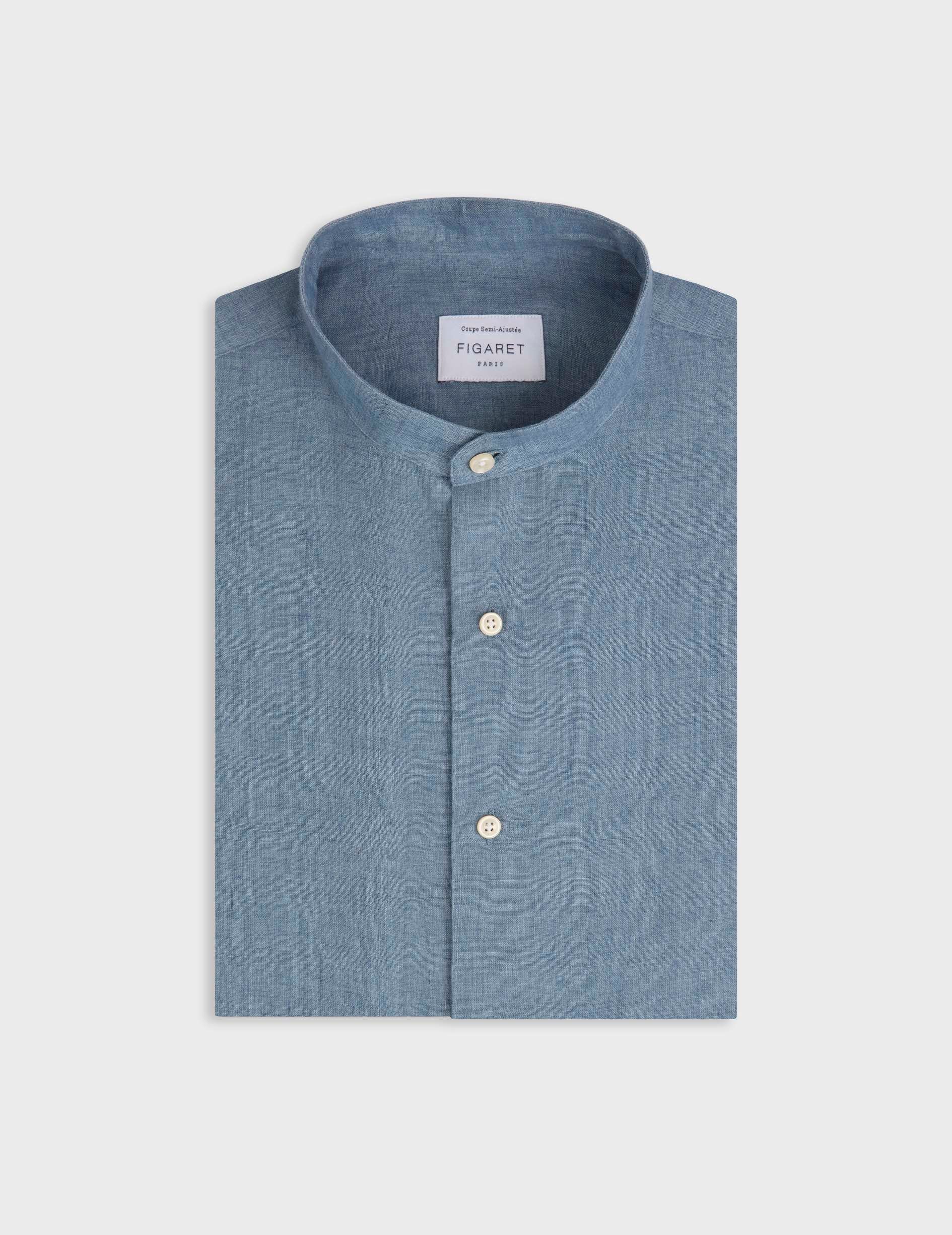 Chemise Herwin en lin bleue - Image 4