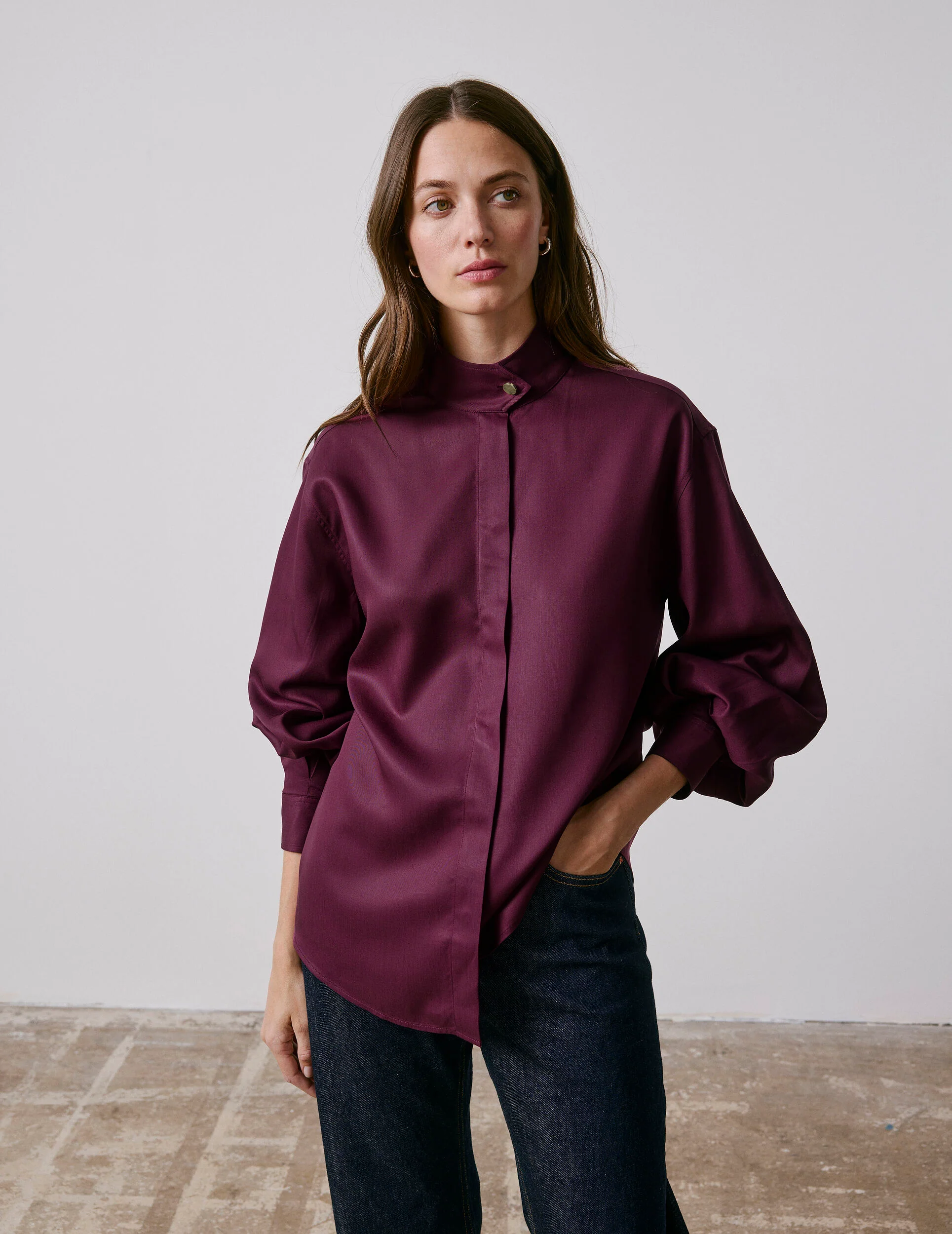 Chemise Innaée en lyocell bordeaux - Image 3