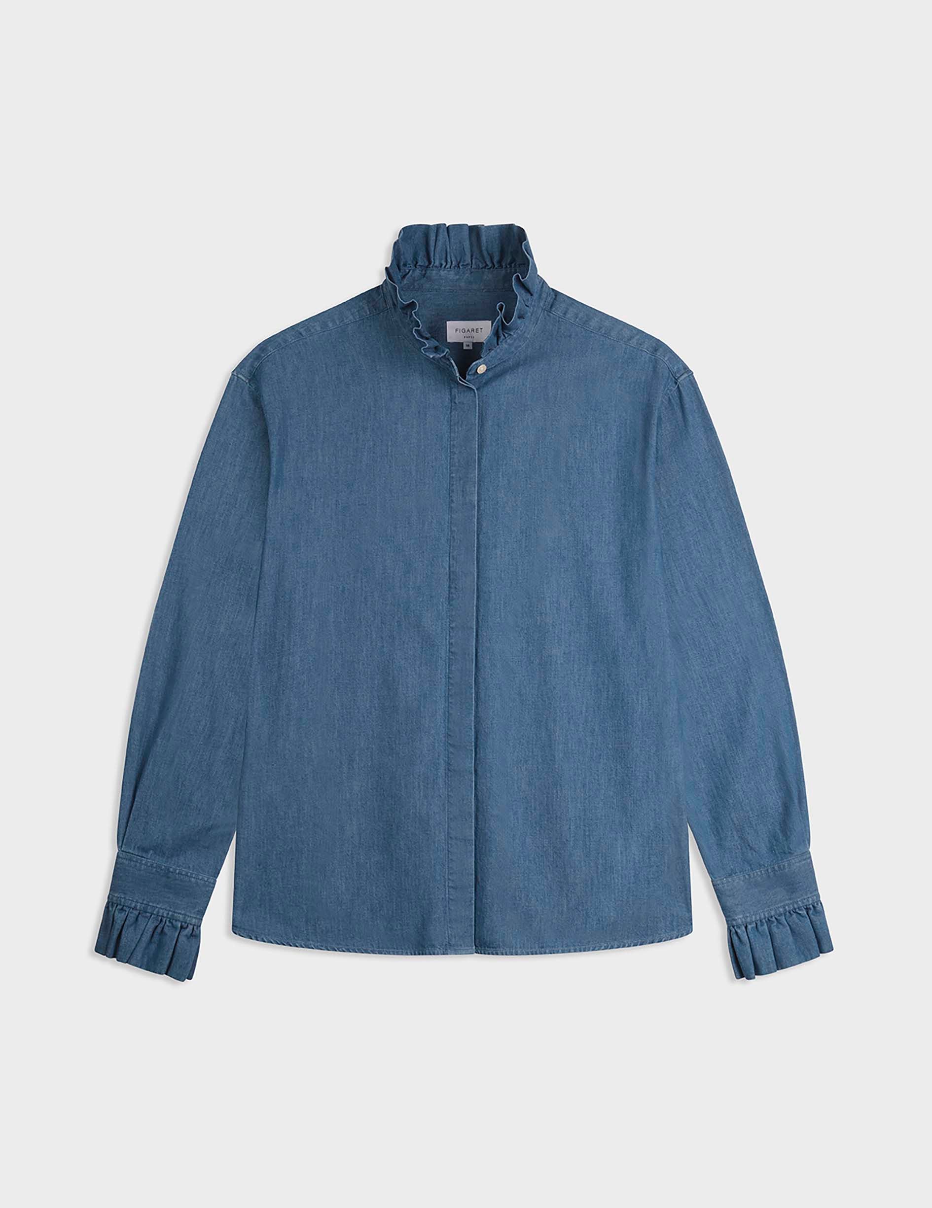 Chemise Laurine gorge cachée en denim bleu - Image 4