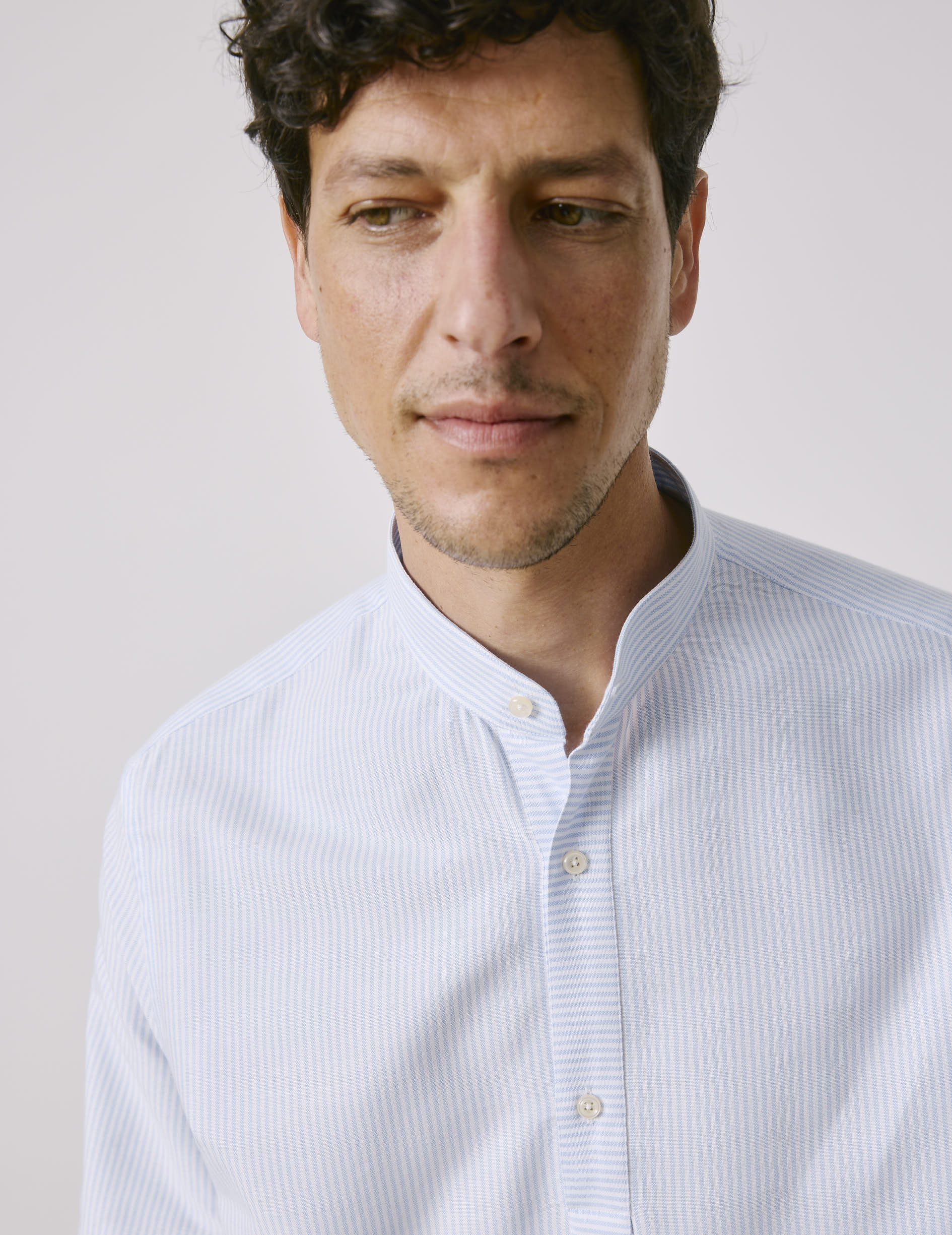 Chemise popover Logan rayée bleu clair - Image 3
