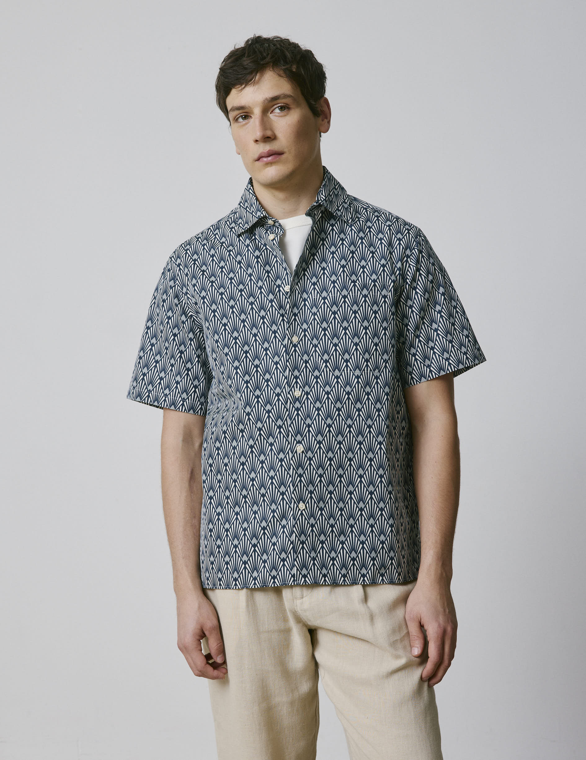 Chemise Nolhann manches courtes imprimée bleue - Image 3