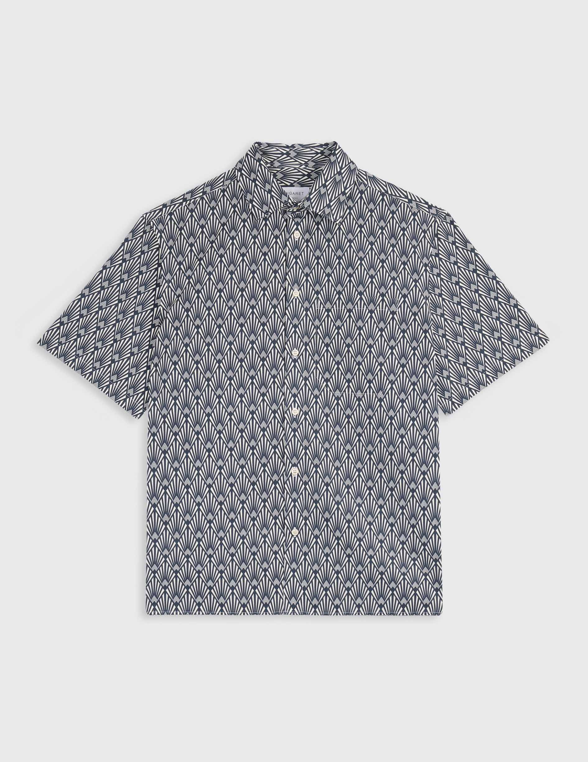 Chemise Nolhann manches courtes imprimée bleue - Image 4