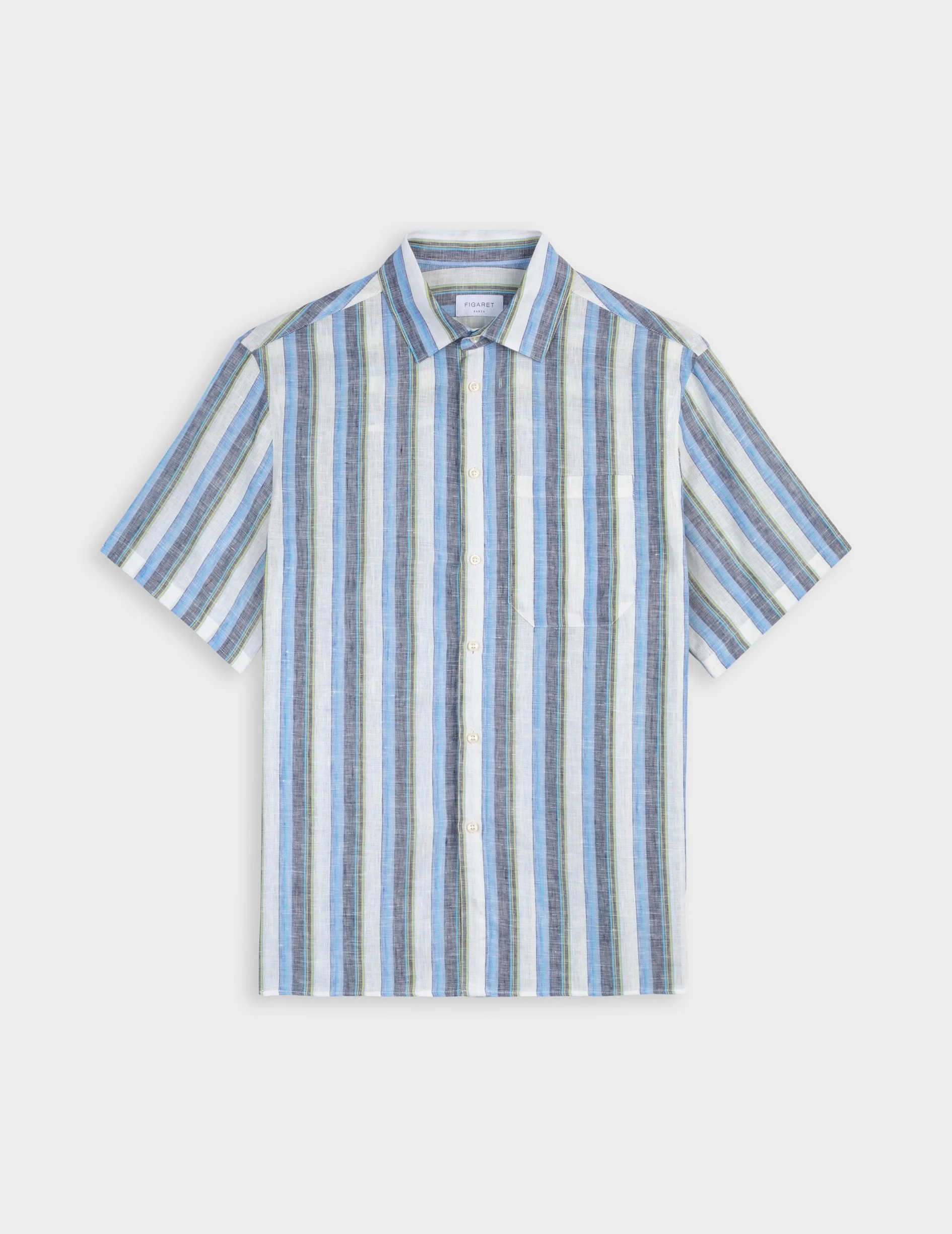 Chemise Nolhann manches courtes en lin bleu - Image 5