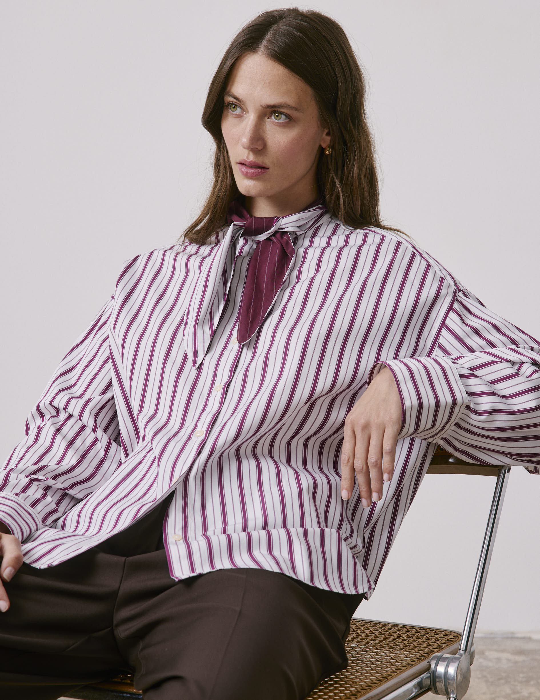 Chemise Margaux rayée bordeaux