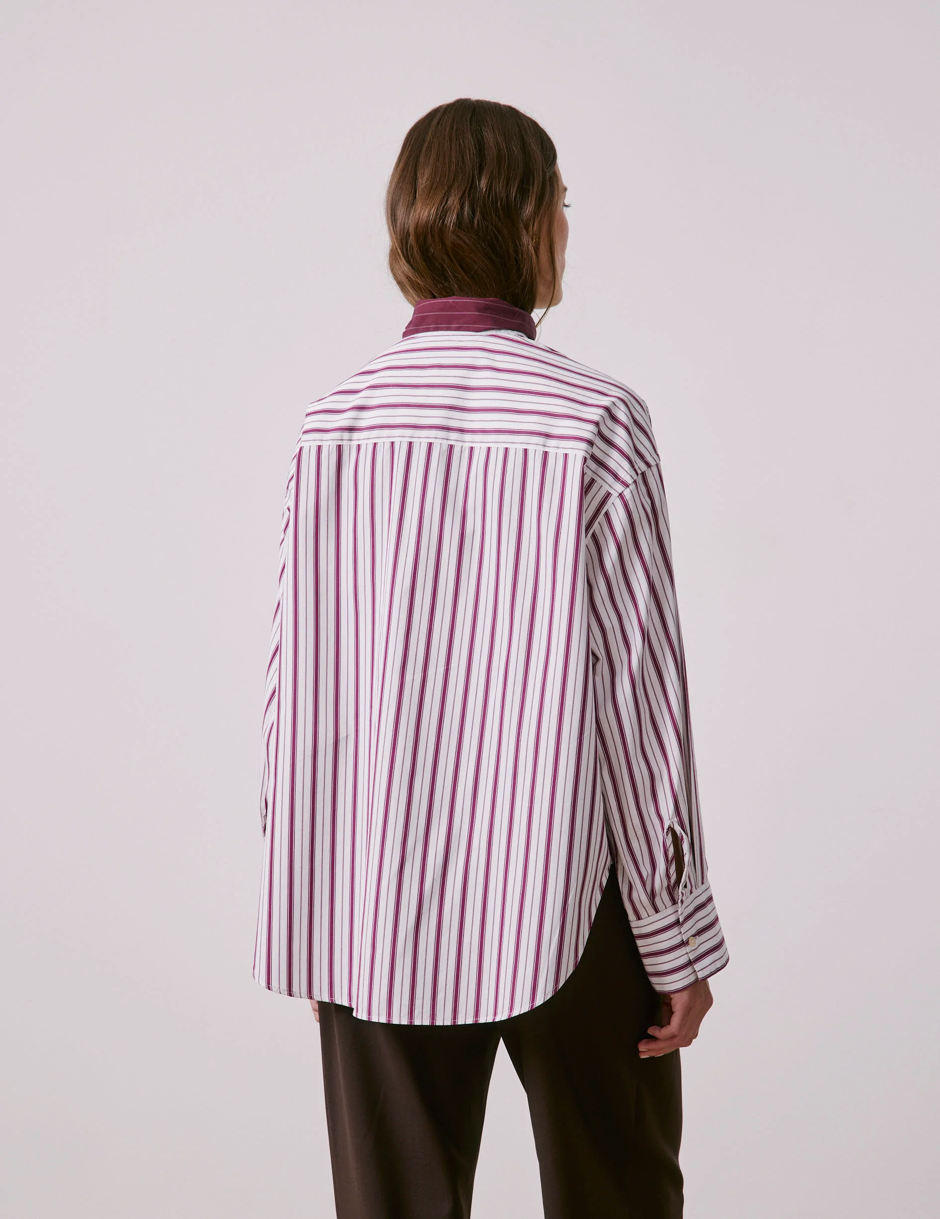 Chemise Margaux rayée bordeaux - Image 2