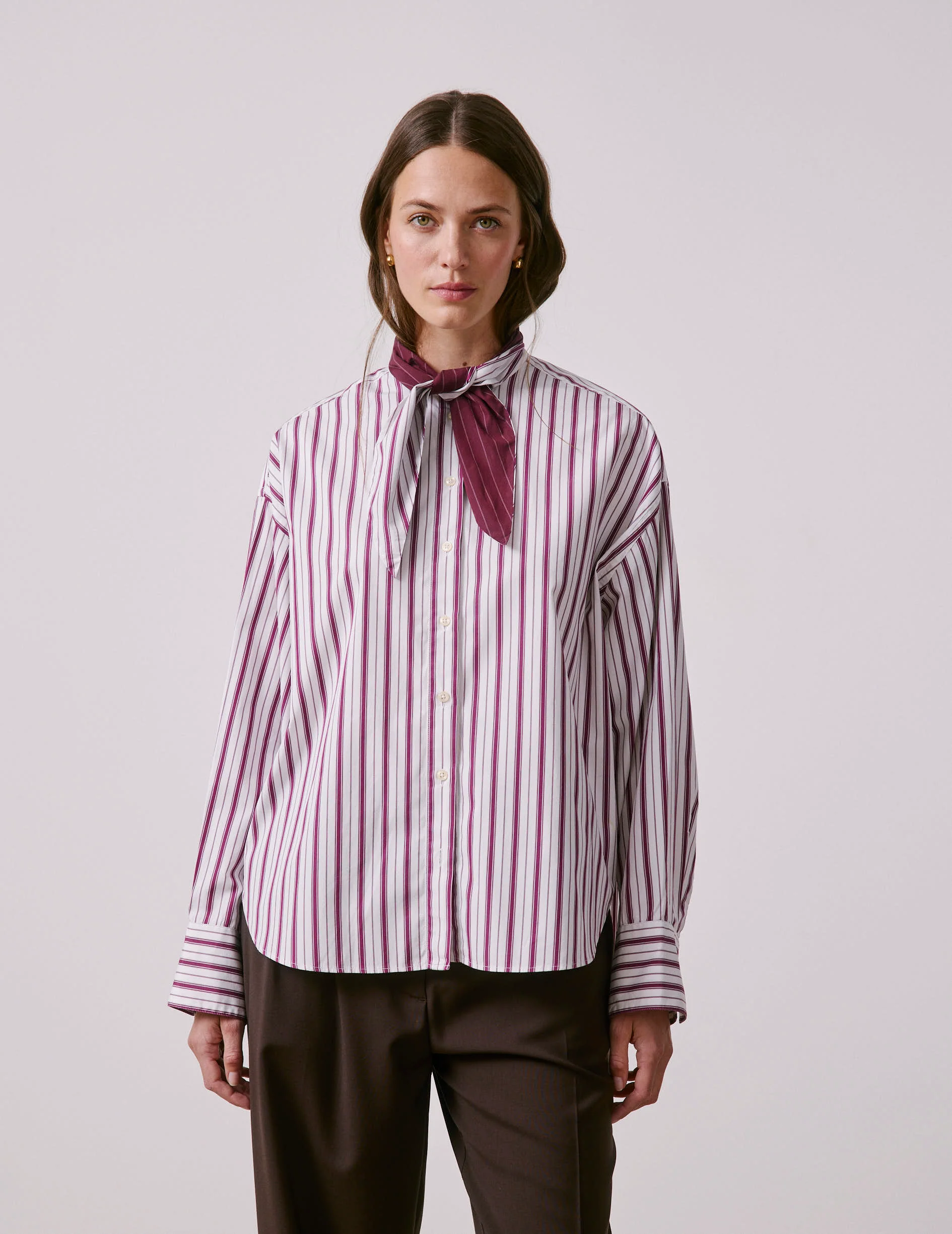Chemise Margaux rayée bordeaux - Image 3