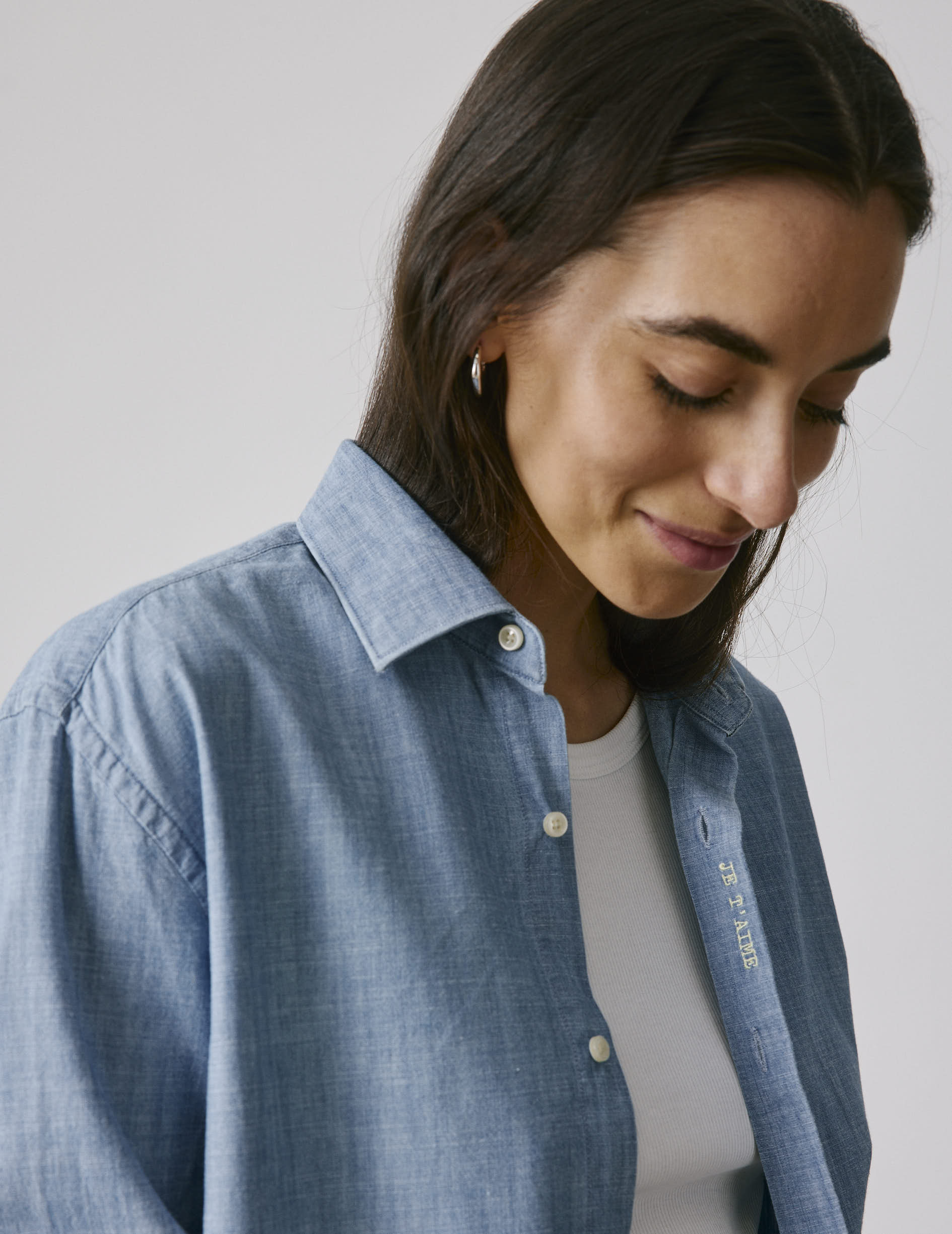 Chemise mixte "Je t'aime" bleue - Image 11