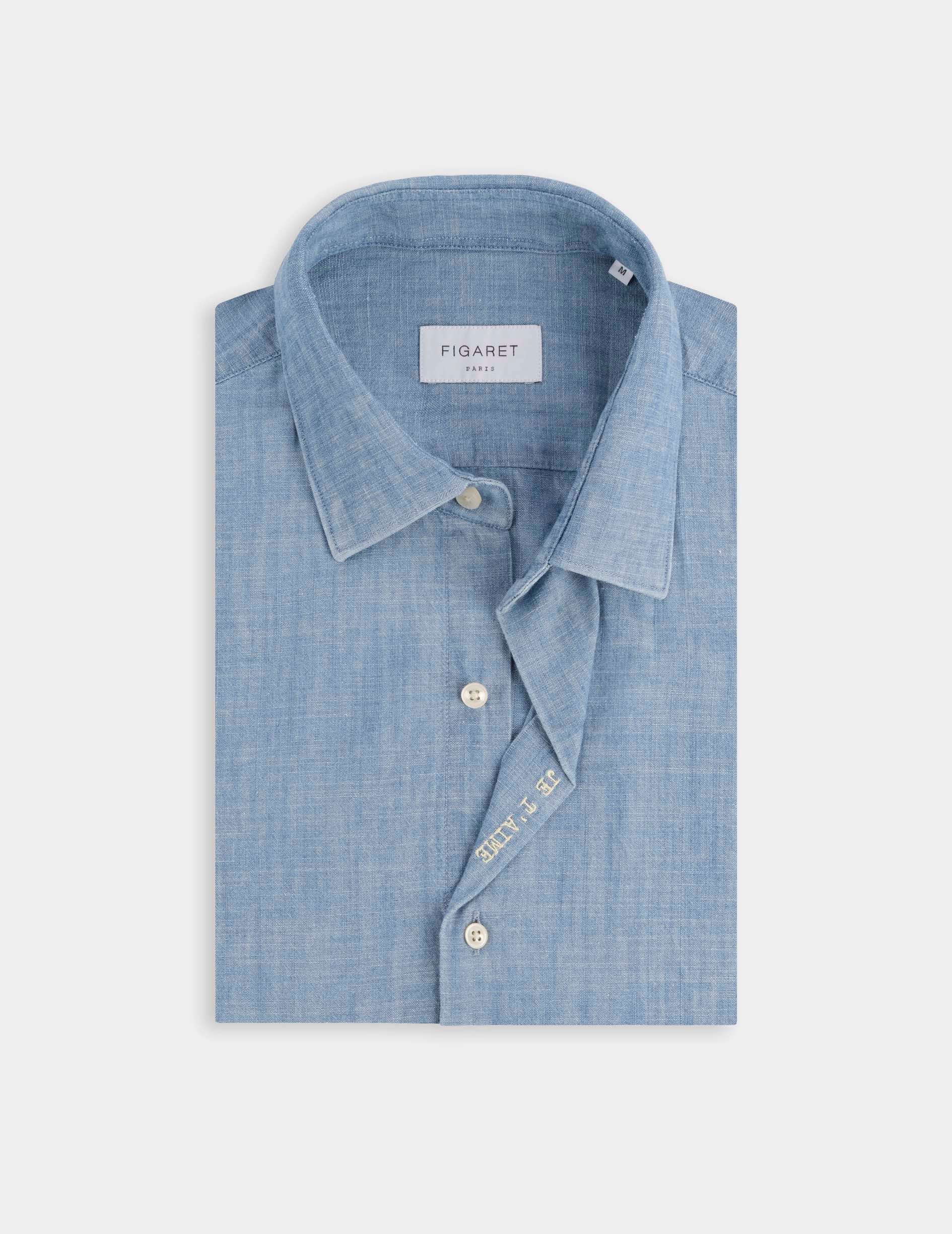 Chemise mixte "Je t'aime" bleue - Image 12