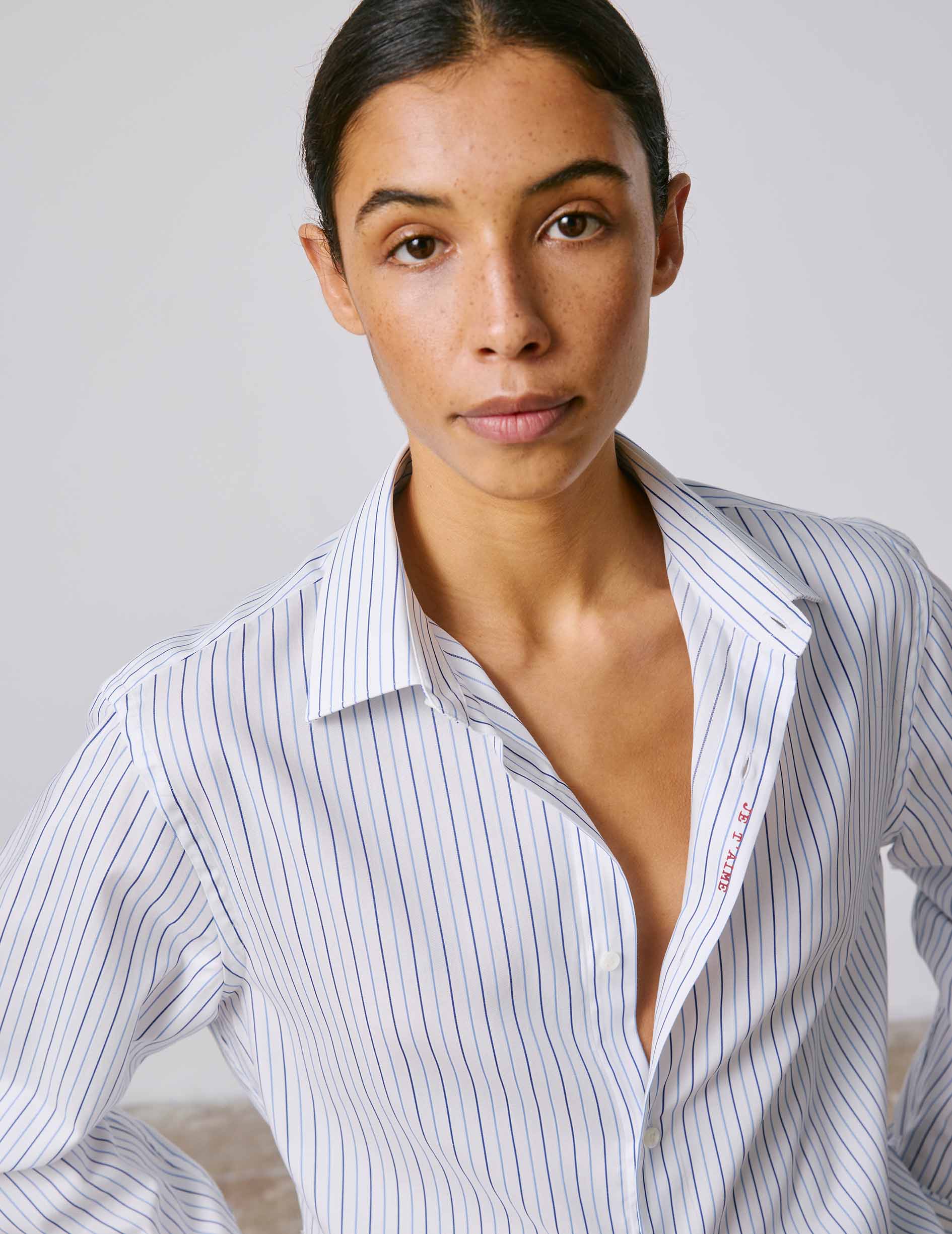 Chemise mixte "Je t'aime" bleue - Image 7