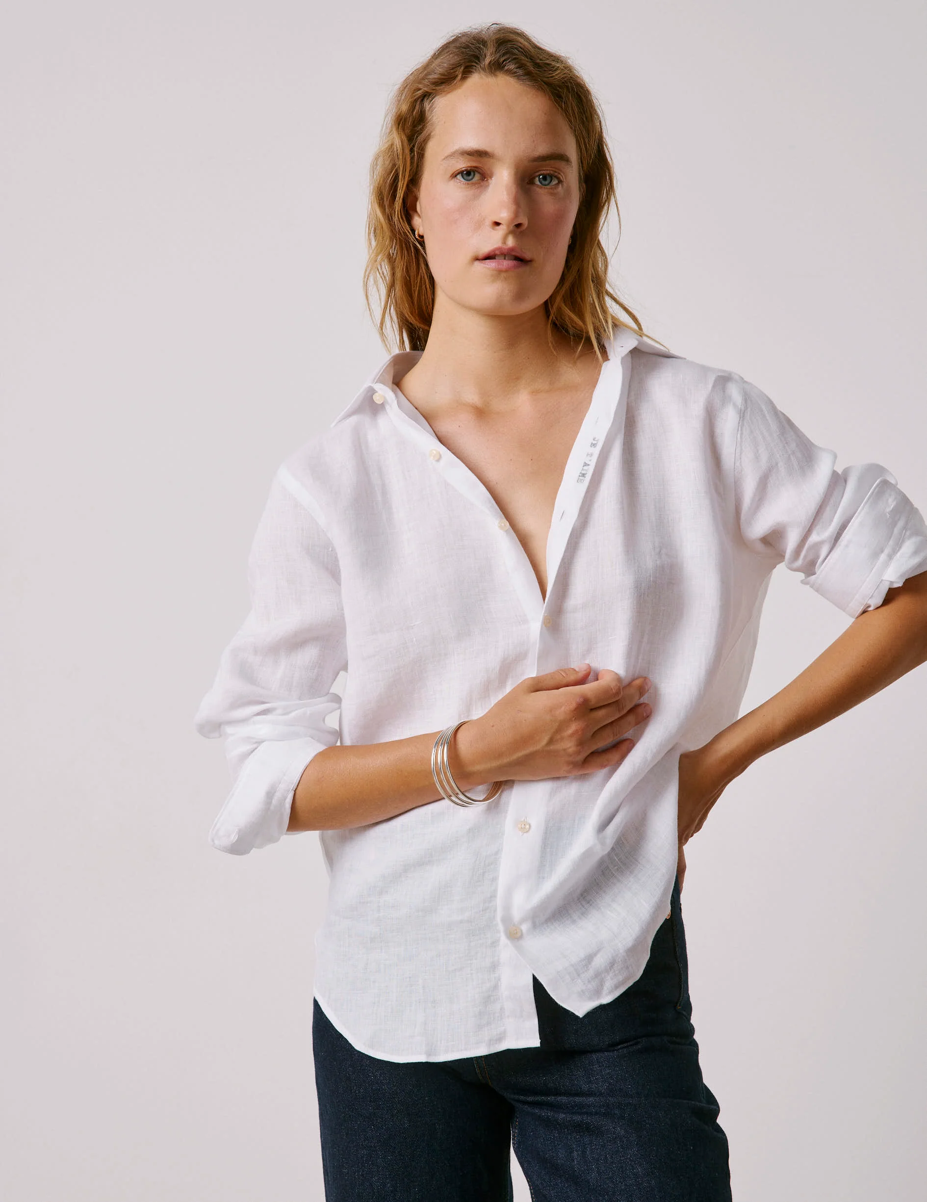 Chemise mixte "Je t'aime" en lin blanc - Image 5
