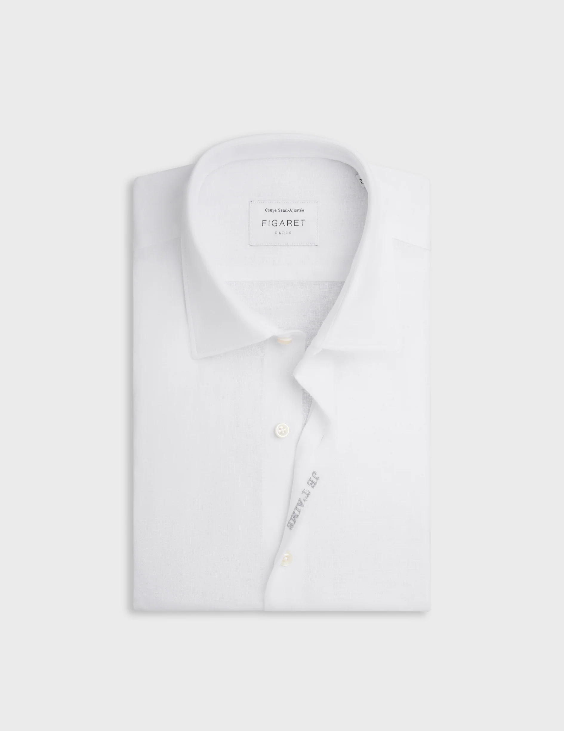 Chemise mixte "Je t'aime" en lin blanc - Image 9