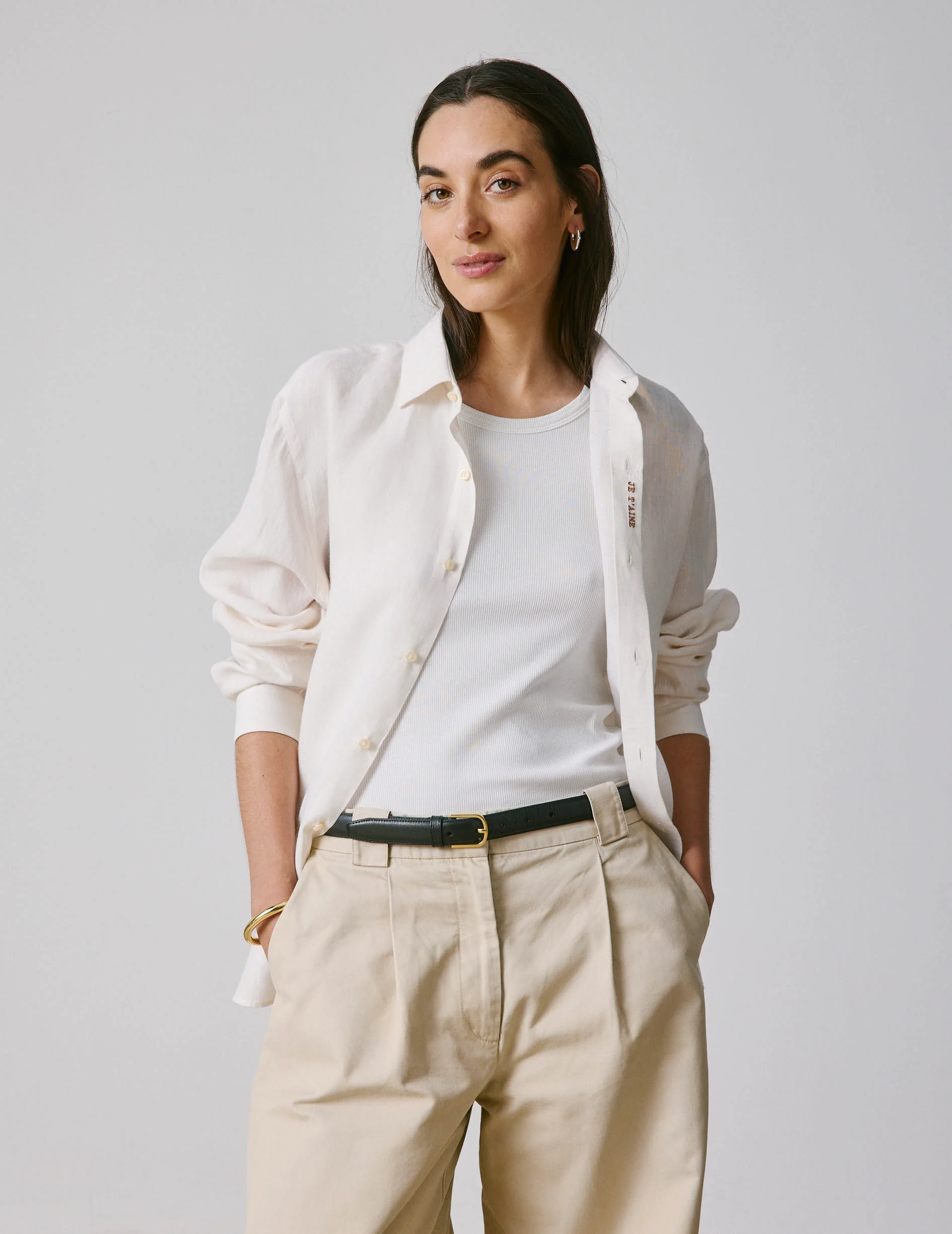 Chemise mixte "Je t'aime" en lin écru - Image 5