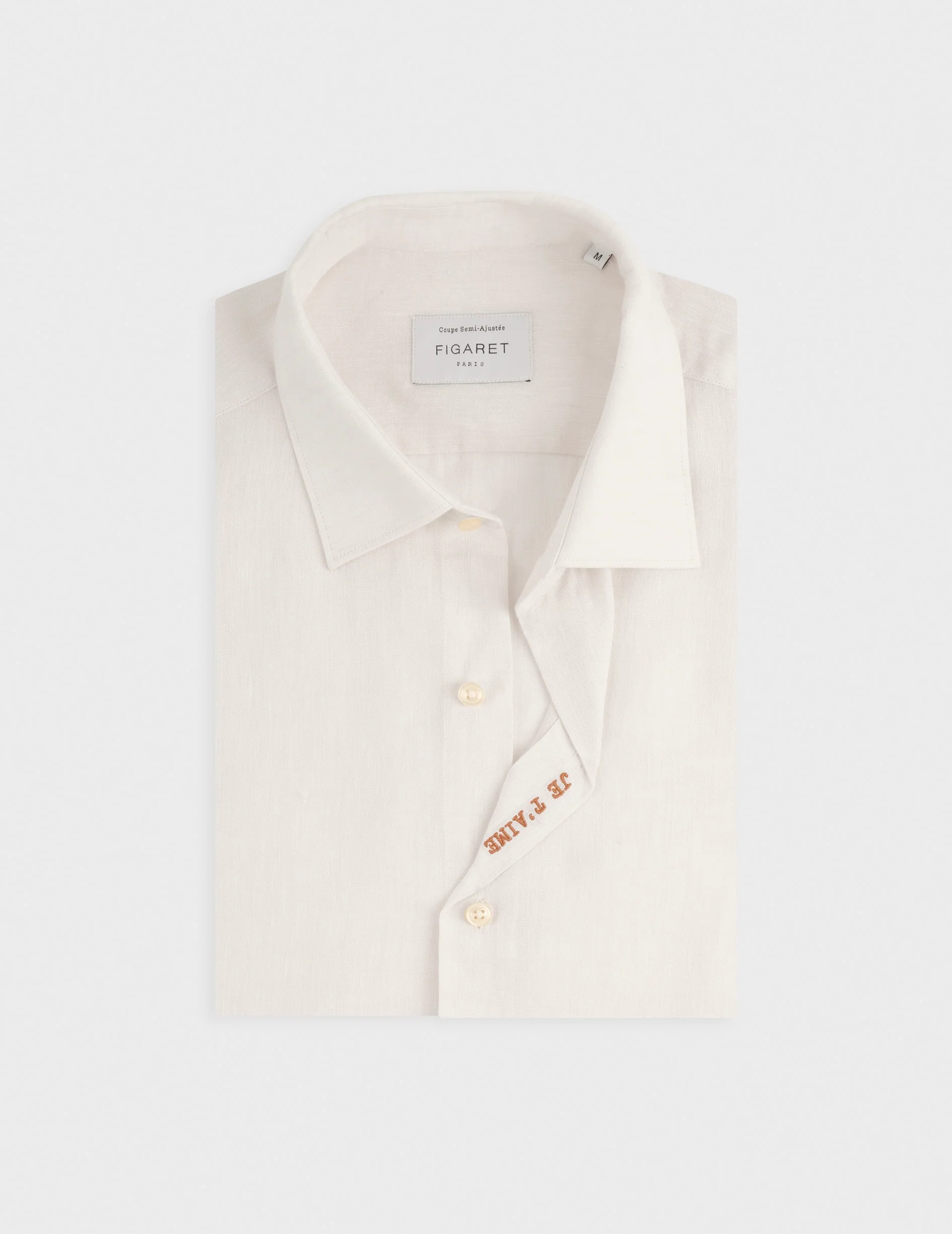 Chemise mixte "Je t'aime" en lin écru - Image 9