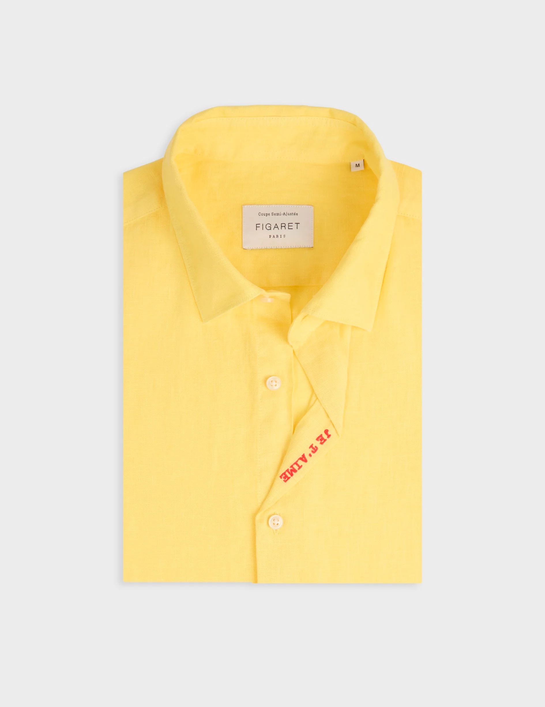 Chemise mixte "Je t'aime" en lin jaune - Image 8