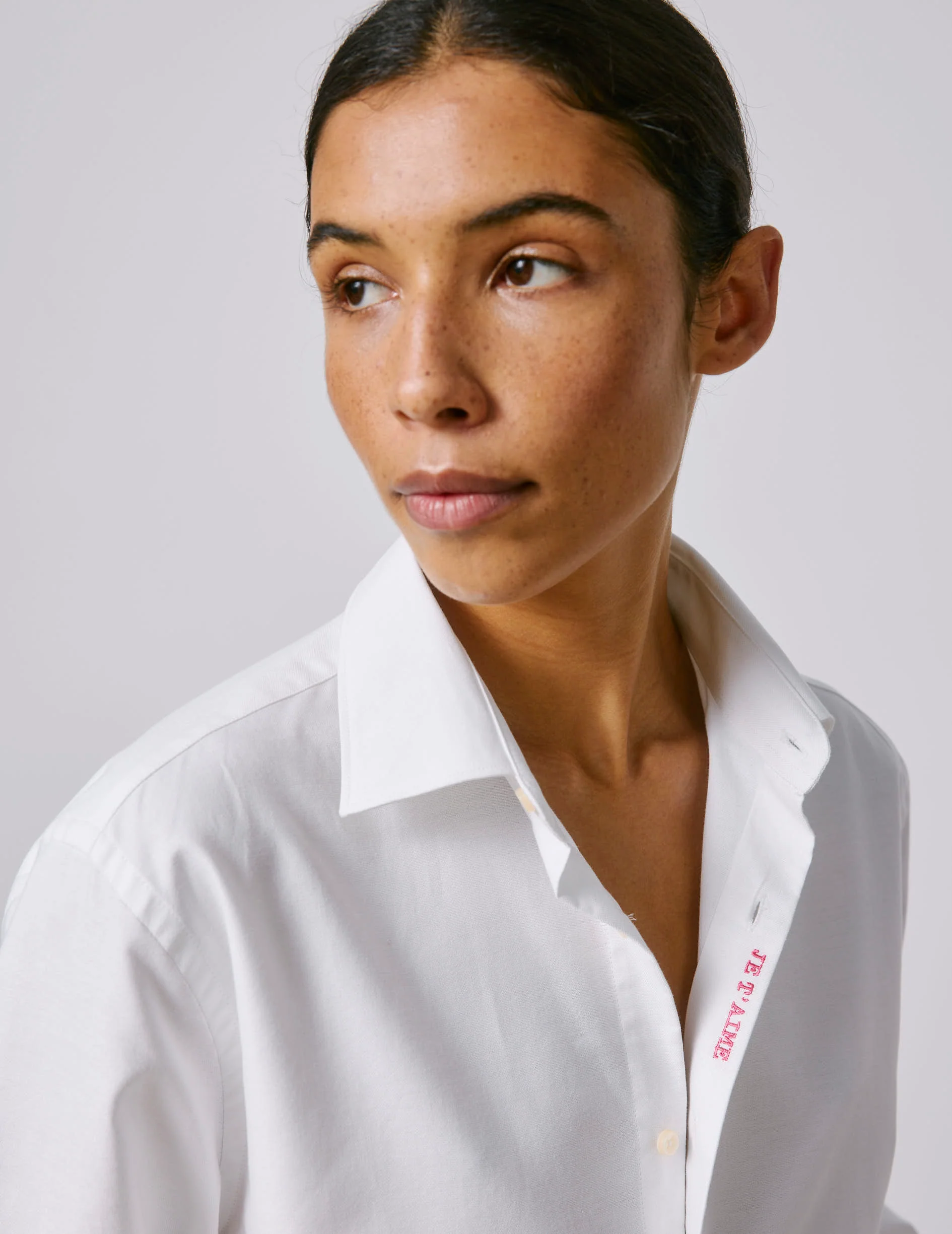 Chemise mixte "Je t'aime" blanche - Image 3