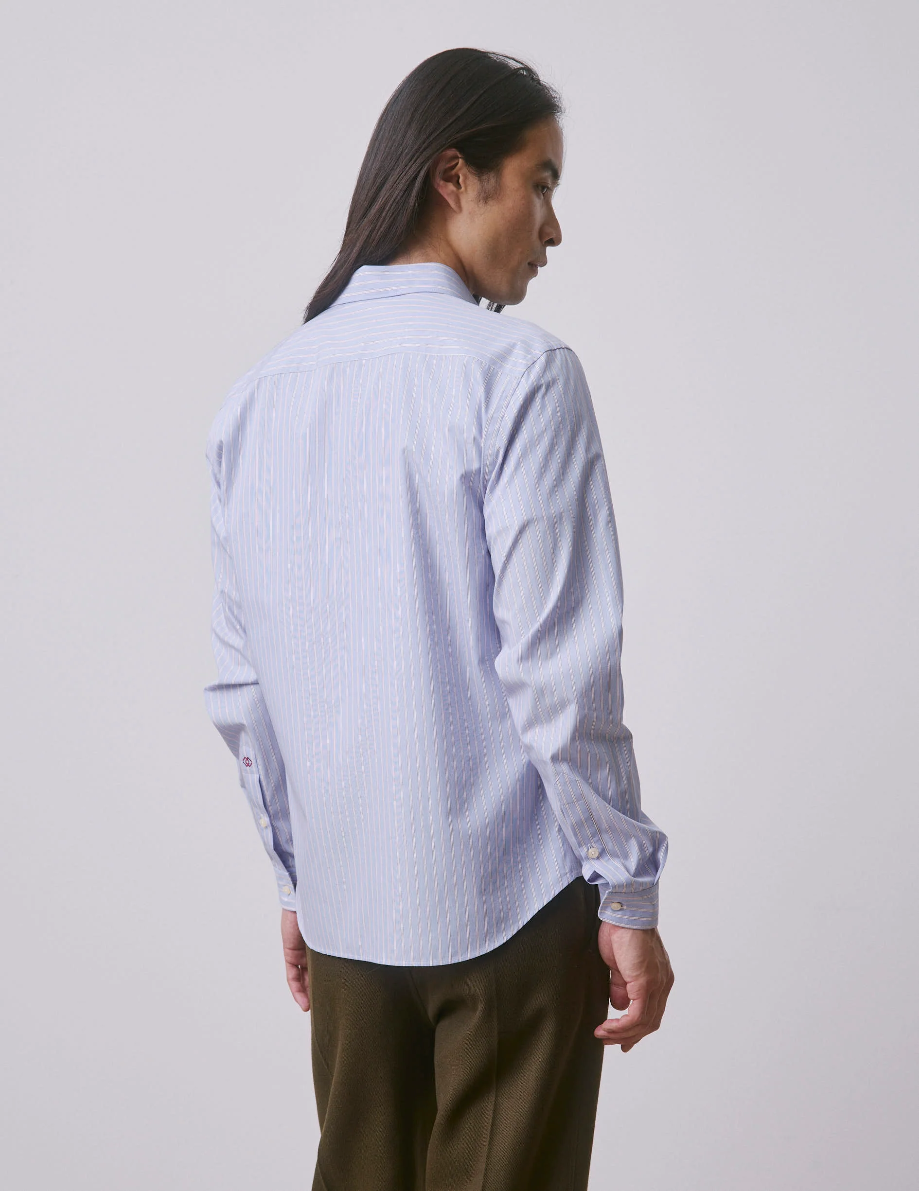 Chemise mixte "Je t'aime" bleue rayée - Image 5