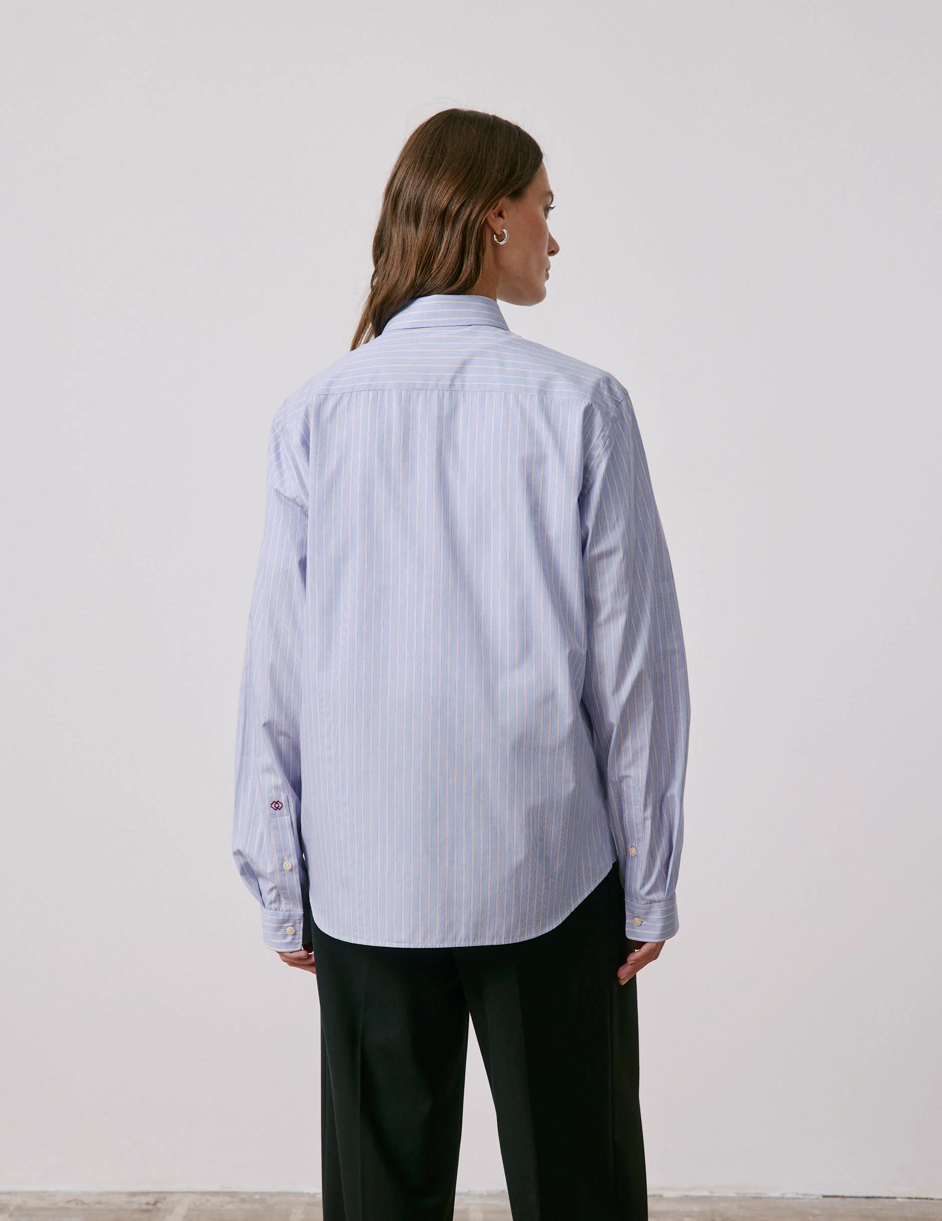 Chemise mixte "Je t'aime" bleue rayée - Image 7