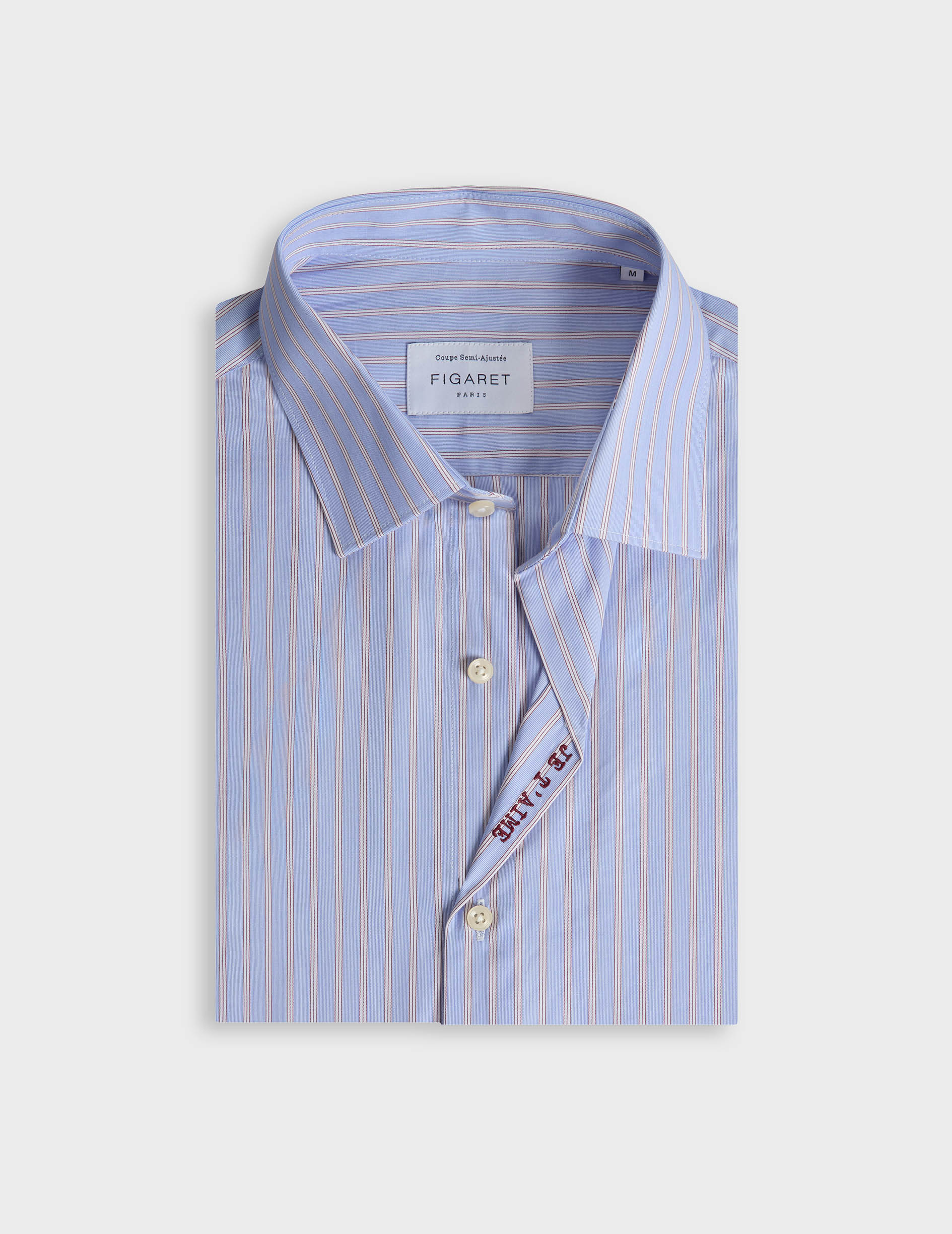 Chemise mixte "Je t'aime" bleue rayée - Image 8